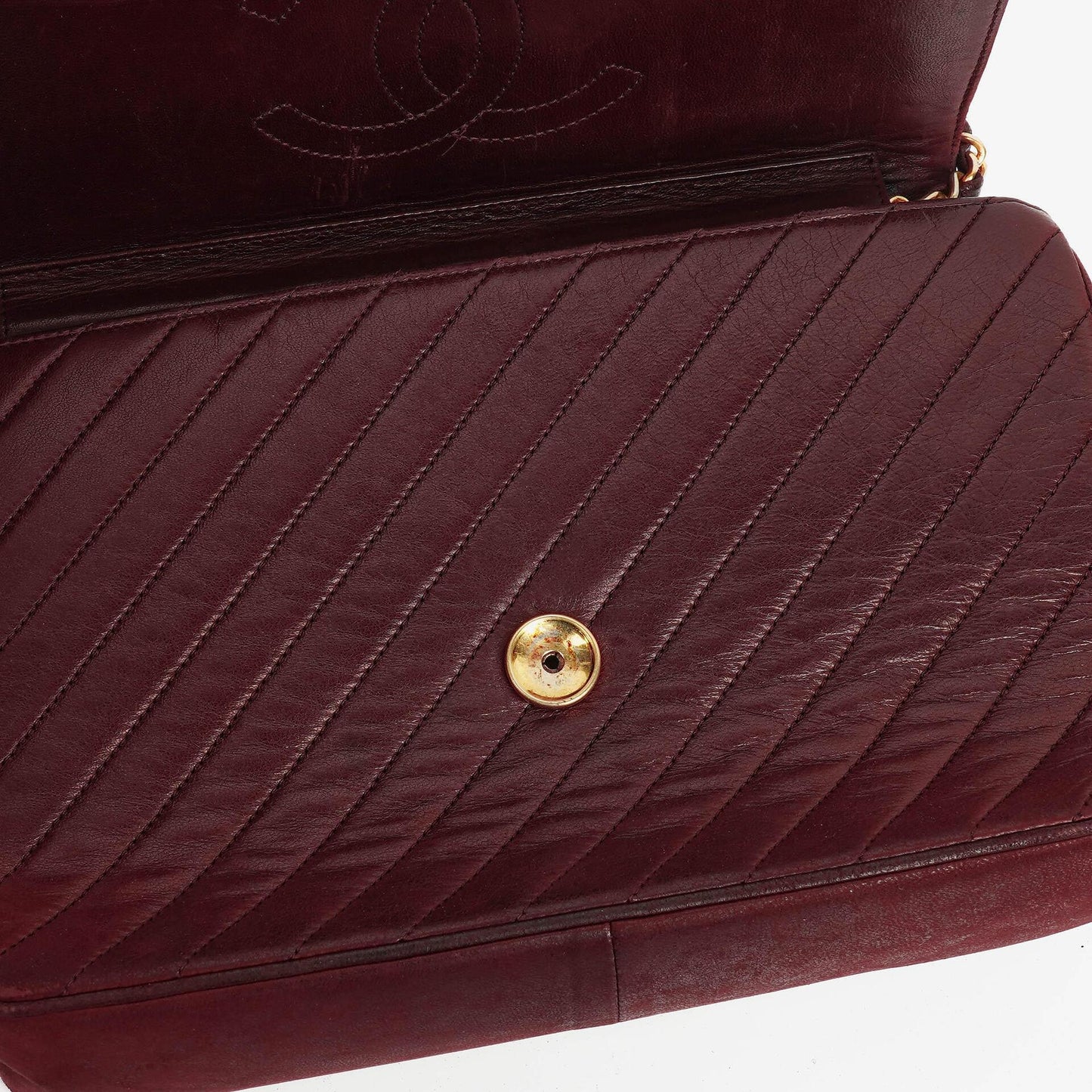 Chanel Classic Diagonal Quilted Lambskin Single Flap Bag With 24K Gold-Plated Hardware