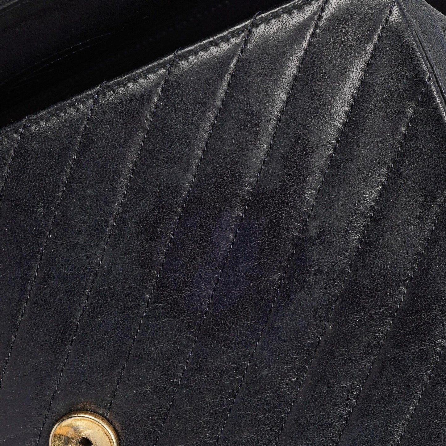 Chanel Diagonal Medium Classic Navy Quilted Lambskin Single Flap Bag With 24K Gold-Plated Hardware