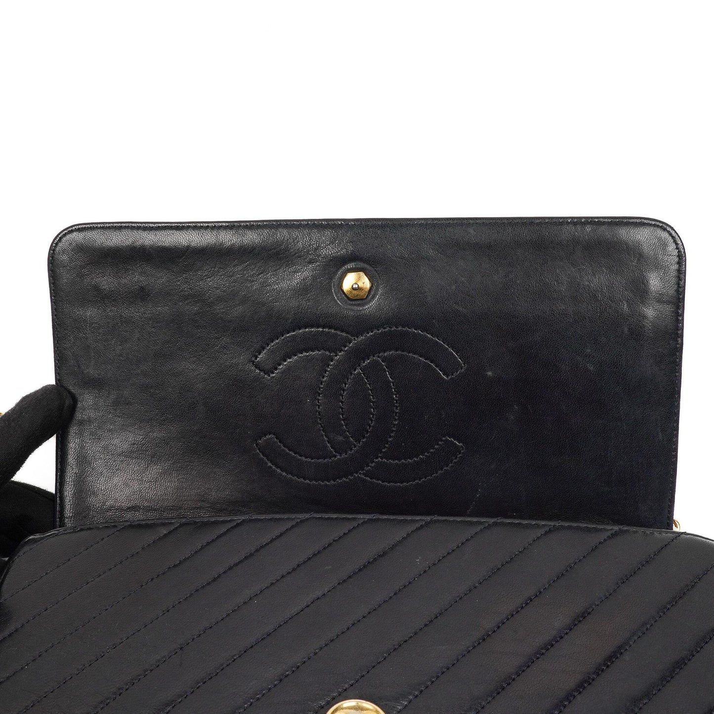 Chanel Diagonal Medium Classic Navy Quilted Lambskin Single Flap Bag With 24K Gold-Plated Hardware