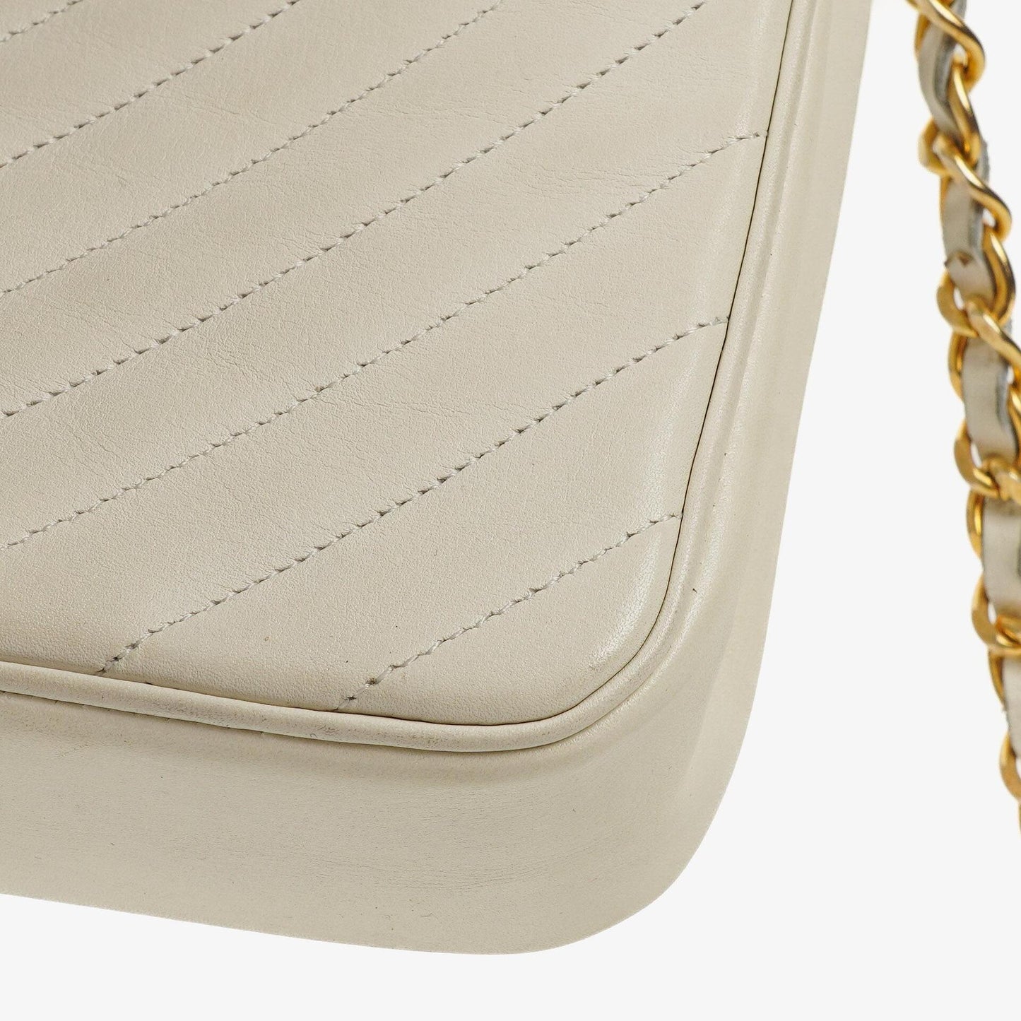 Chanel Diagonal Quilted Lambskin Leather Small Classic Single Flap Bag With 24K Gold-Plated Hardware