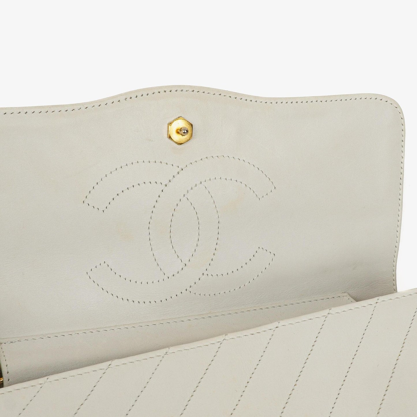 Chanel Diagonal Quilted Lambskin Leather Small Classic Single Flap Bag With 24K Gold-Plated Hardware