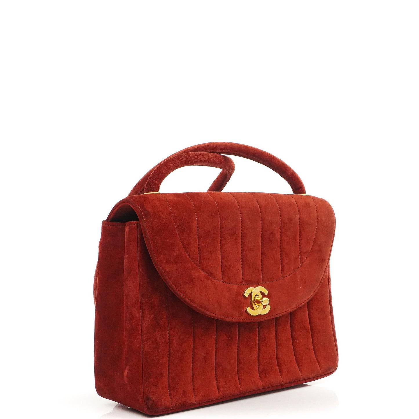 Chanel Diana Vertical Quilted Single Flap Bag Wine Red Suede 24K Gold-Plated Hardware