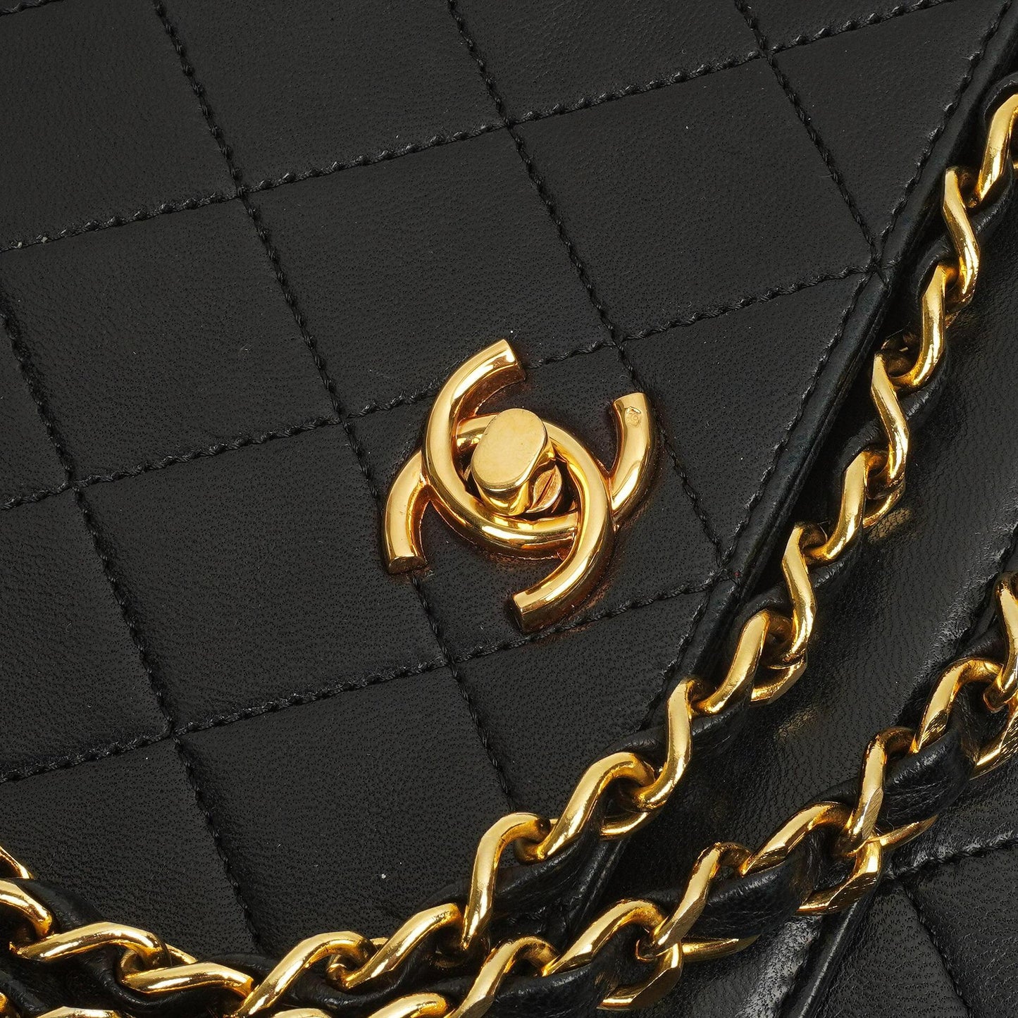 Chanel Double Flap Black Lambskin Half Moon With 24K Gold-Plated Hardware