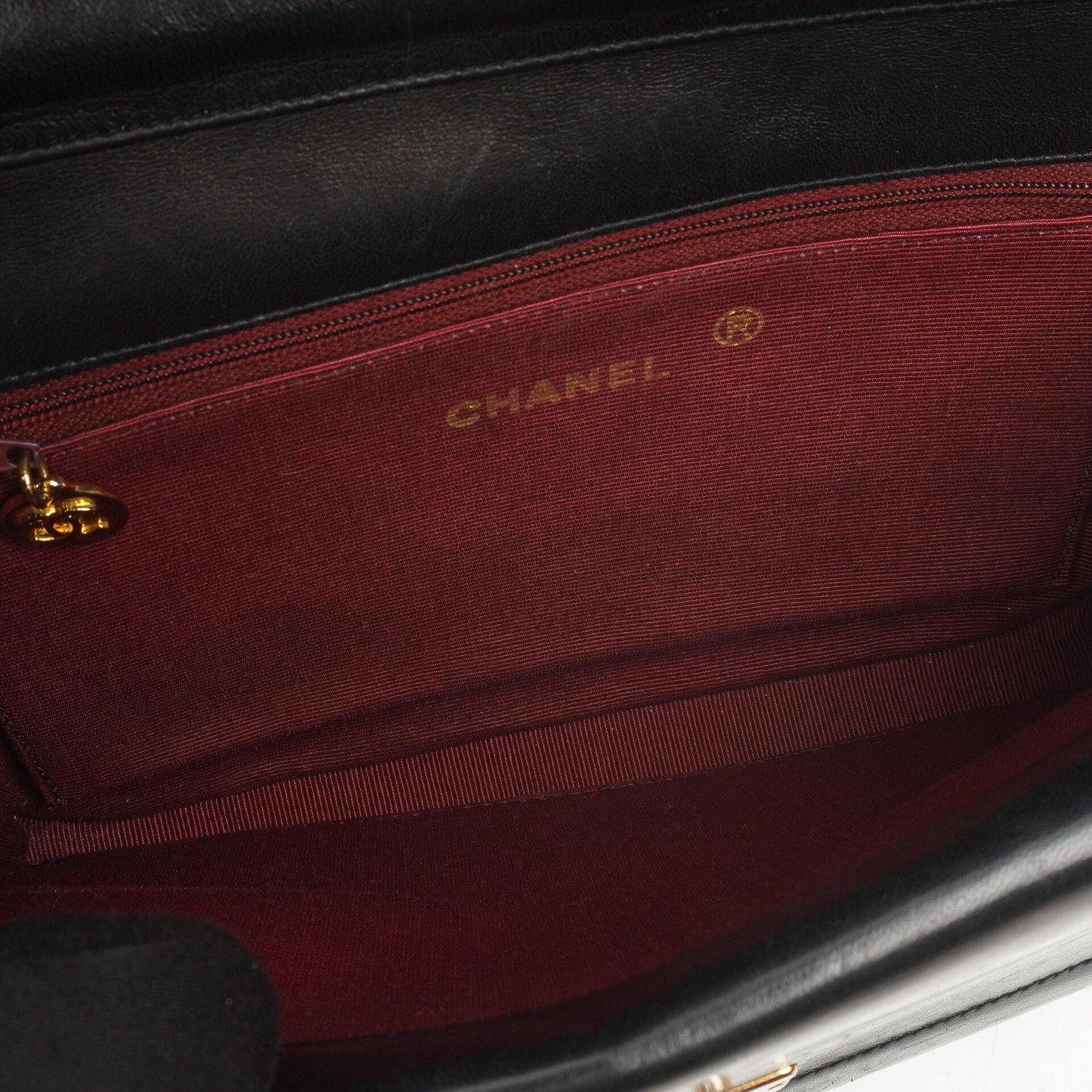Chanel Double Flap Black Lambskin Half Moon With 24K Gold-Plated Hardware