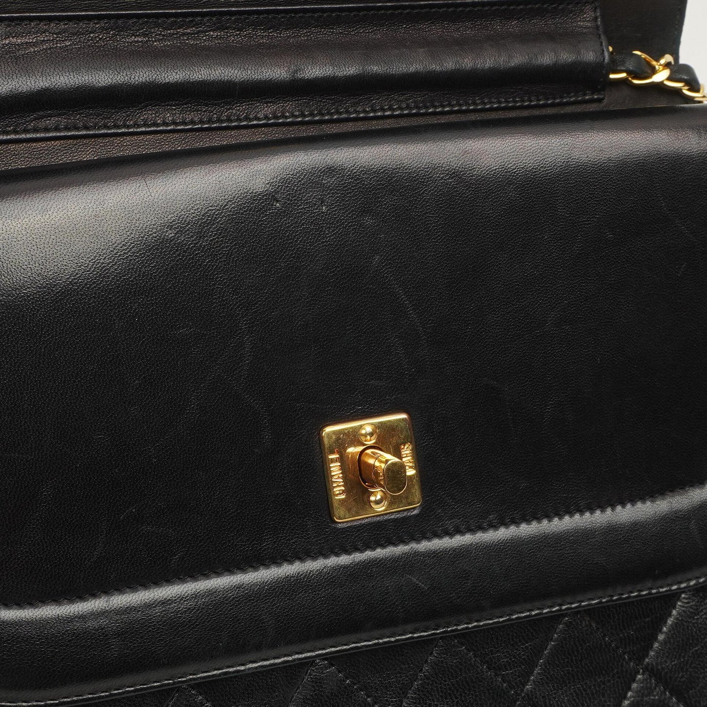 Chanel Double Flap Black Lambskin Half Moon With 24K Gold-Plated Hardware