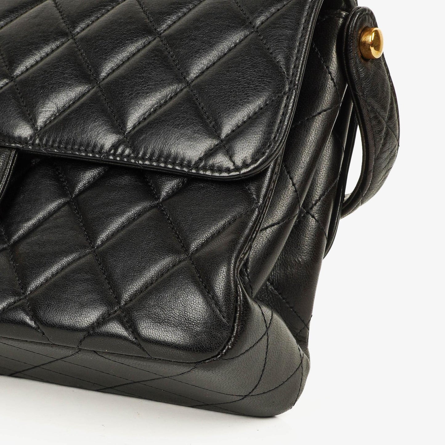 Chanel Double-Sided Flap Bag Black Lambskin 24k Gold-Plated Hardware