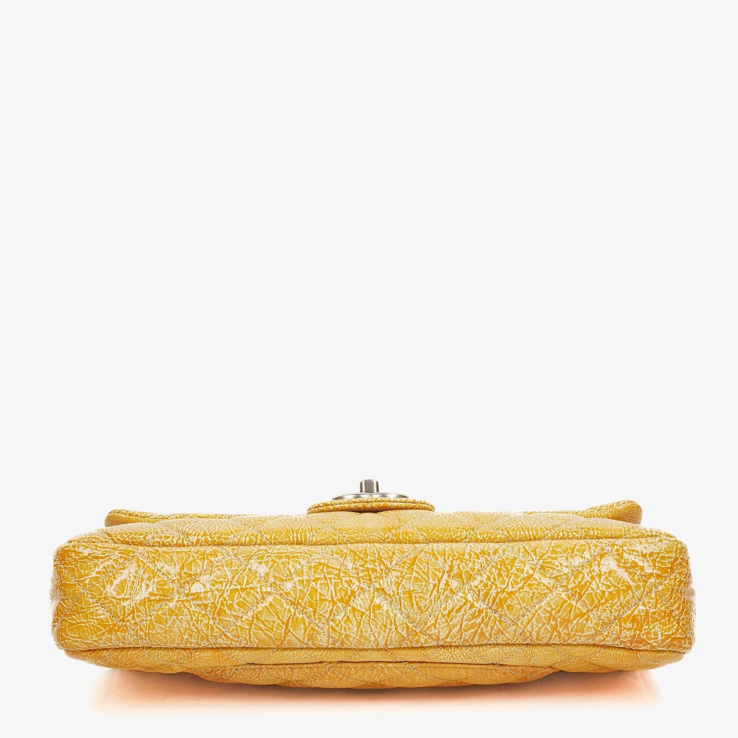 Chanel East West Crinkled Patent Leather Flap Bag