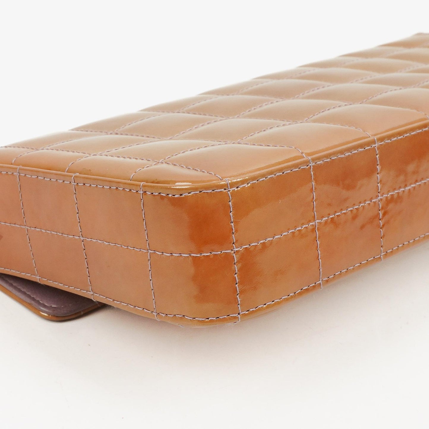 Chanel East West Patent Leather Chocolate Bar Flap Bag