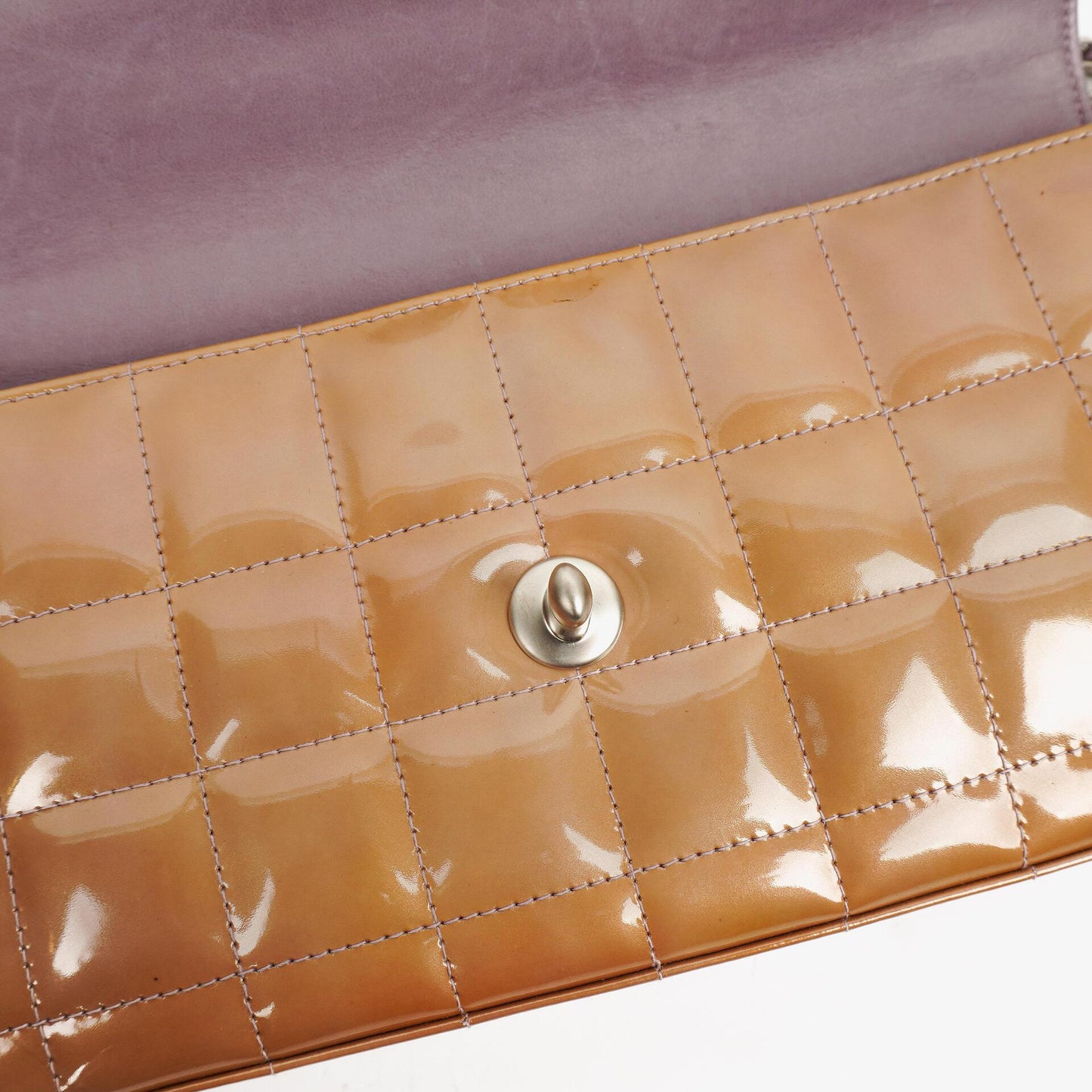 Chanel East West Patent Leather Chocolate Bar Flap Bag