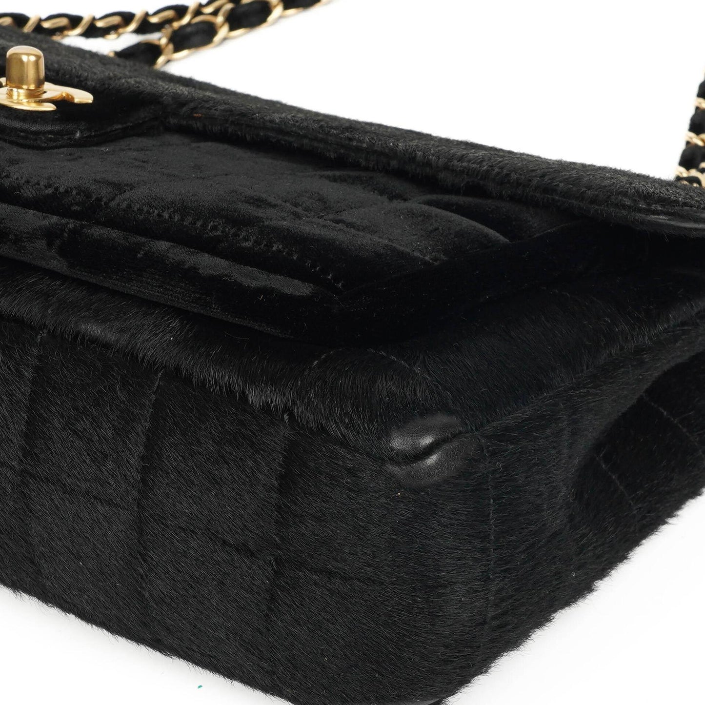Chanel East West Pony Hair Velvet Chocolate Bar Flap Bag With Gold - Tone Hardware