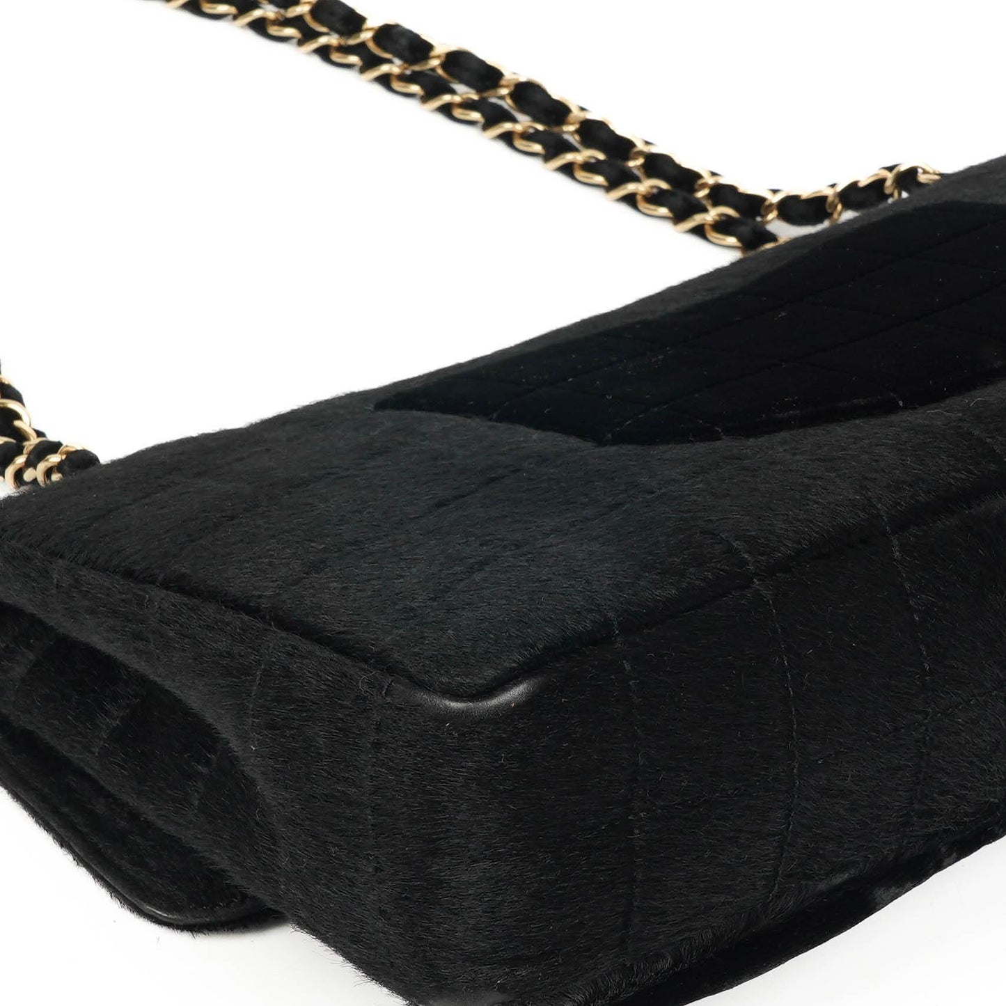 Chanel East West Pony Hair Velvet Chocolate Bar Flap Bag With Gold - Tone Hardware