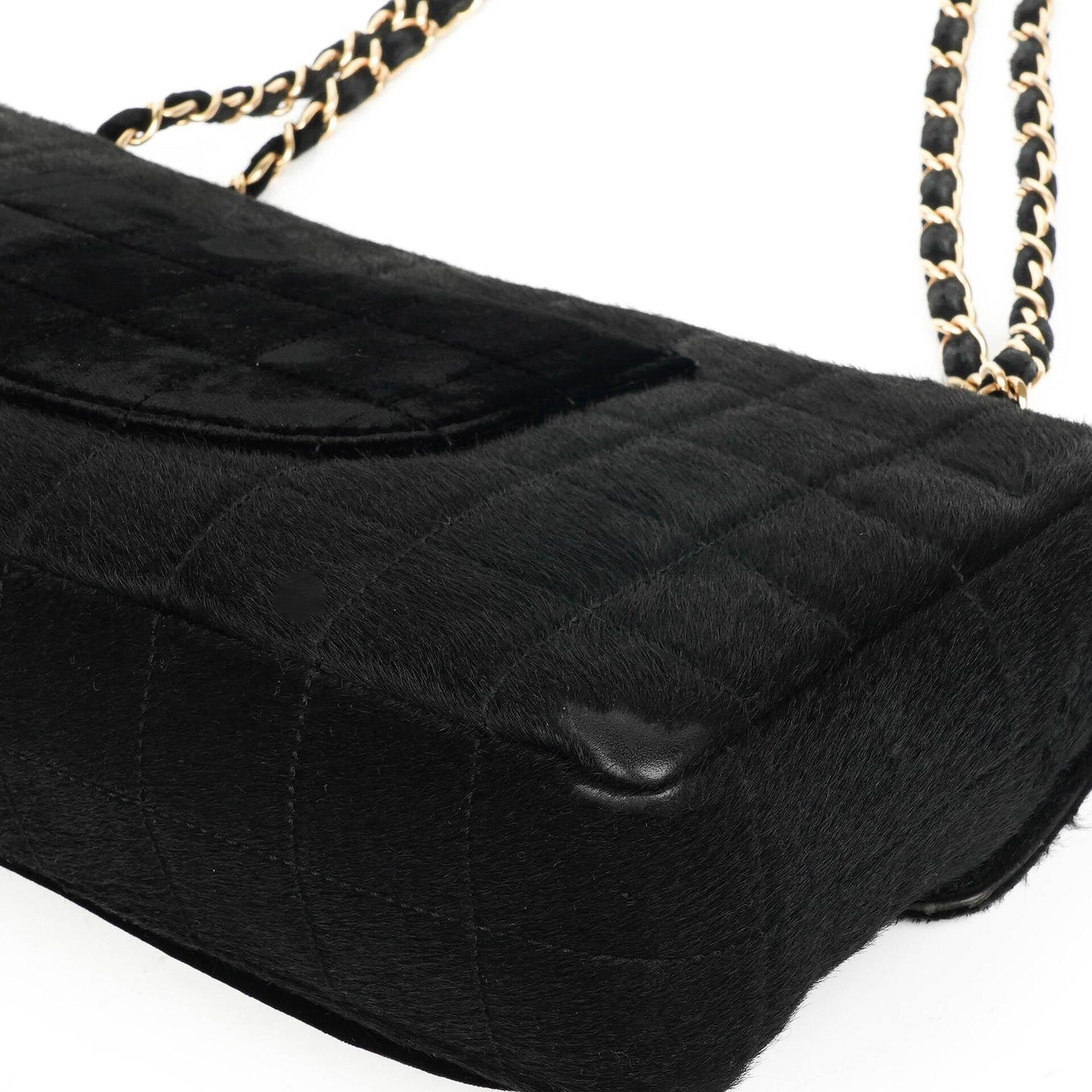 Chanel East West Pony Hair Velvet Chocolate Bar Flap Bag With Gold - Tone Hardware