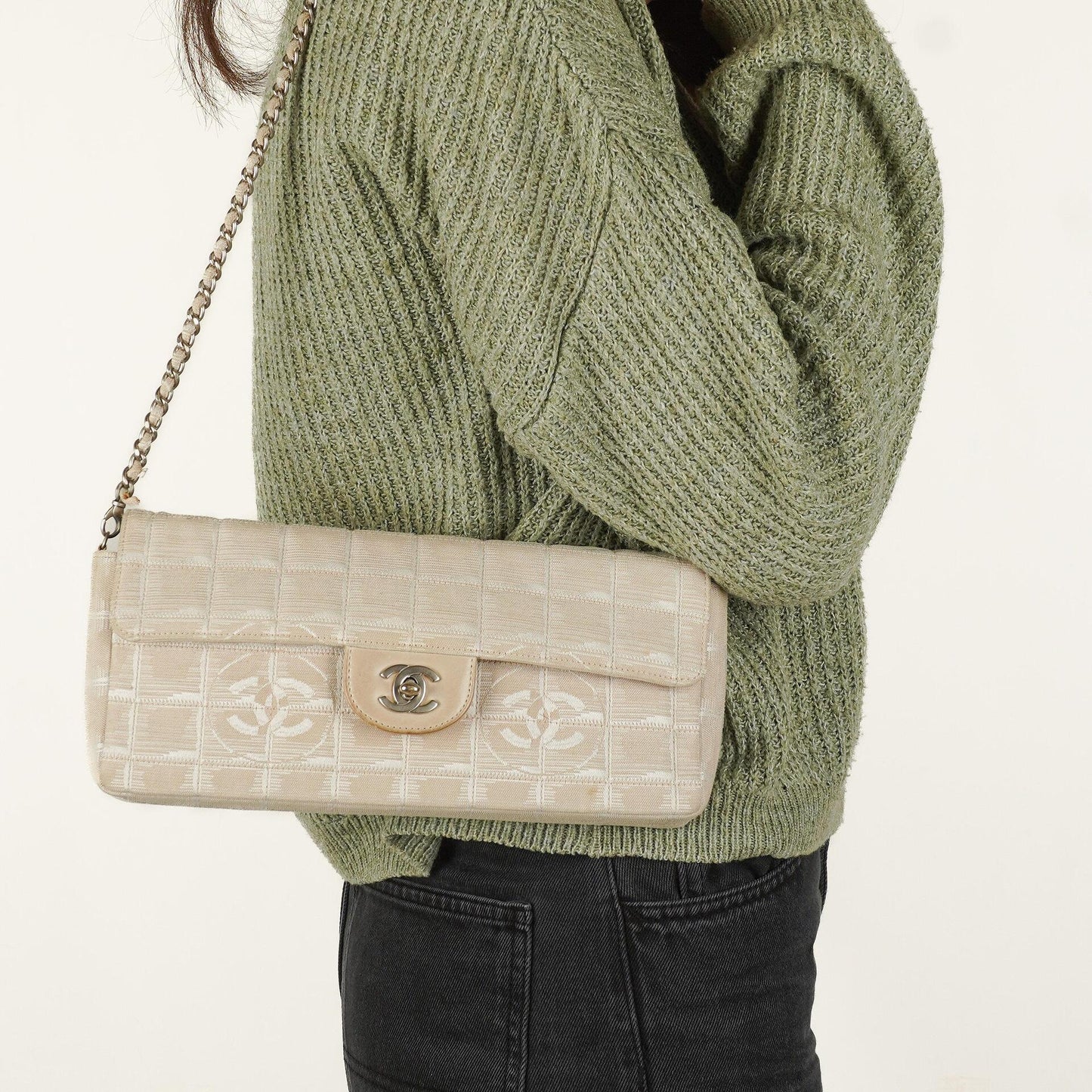 Chanel East West Travel Line Chocolate Bar Flap Bag