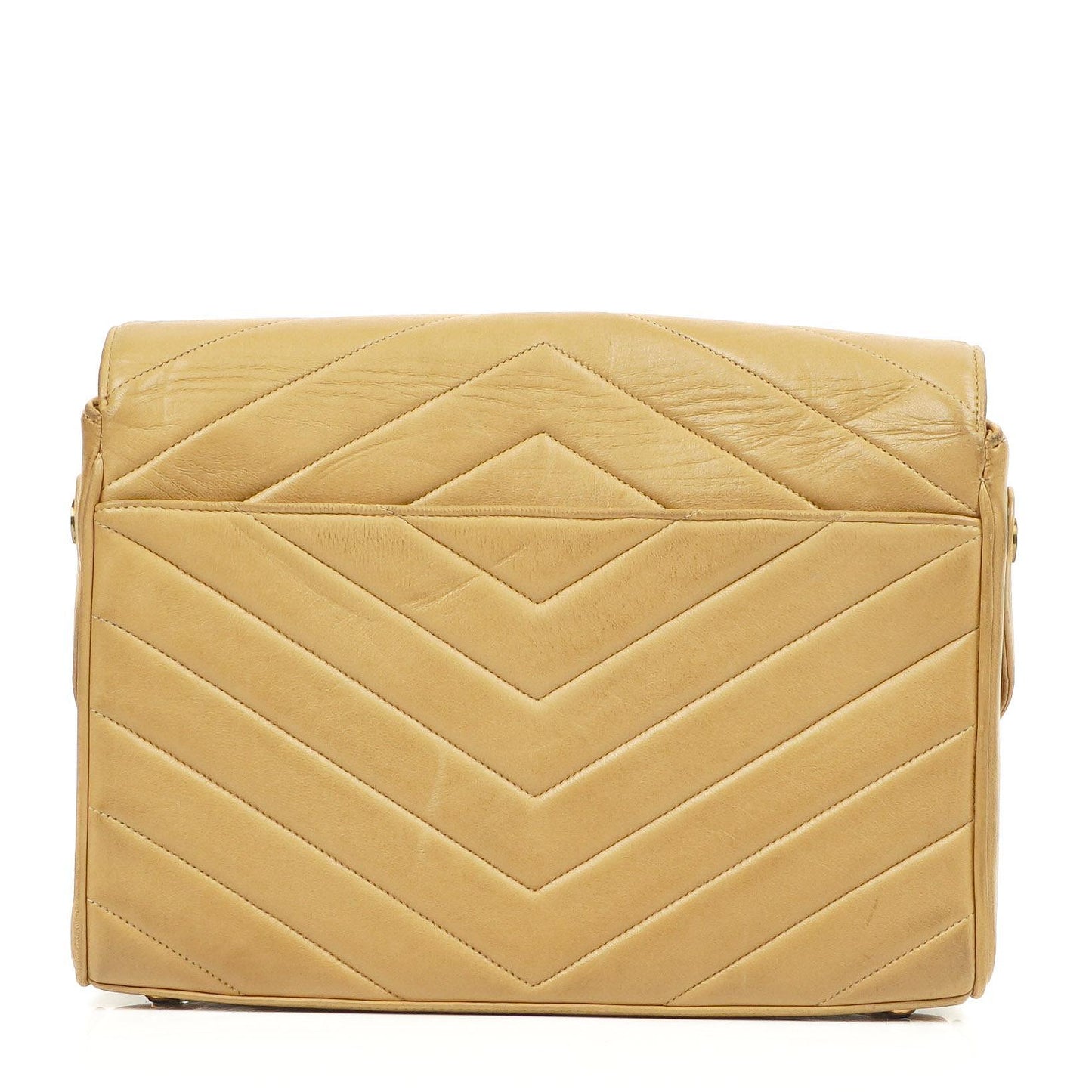Chanel Envelope Beige Chevron Quilted Crossbody Bag With 24K Gold-Plated Hardware