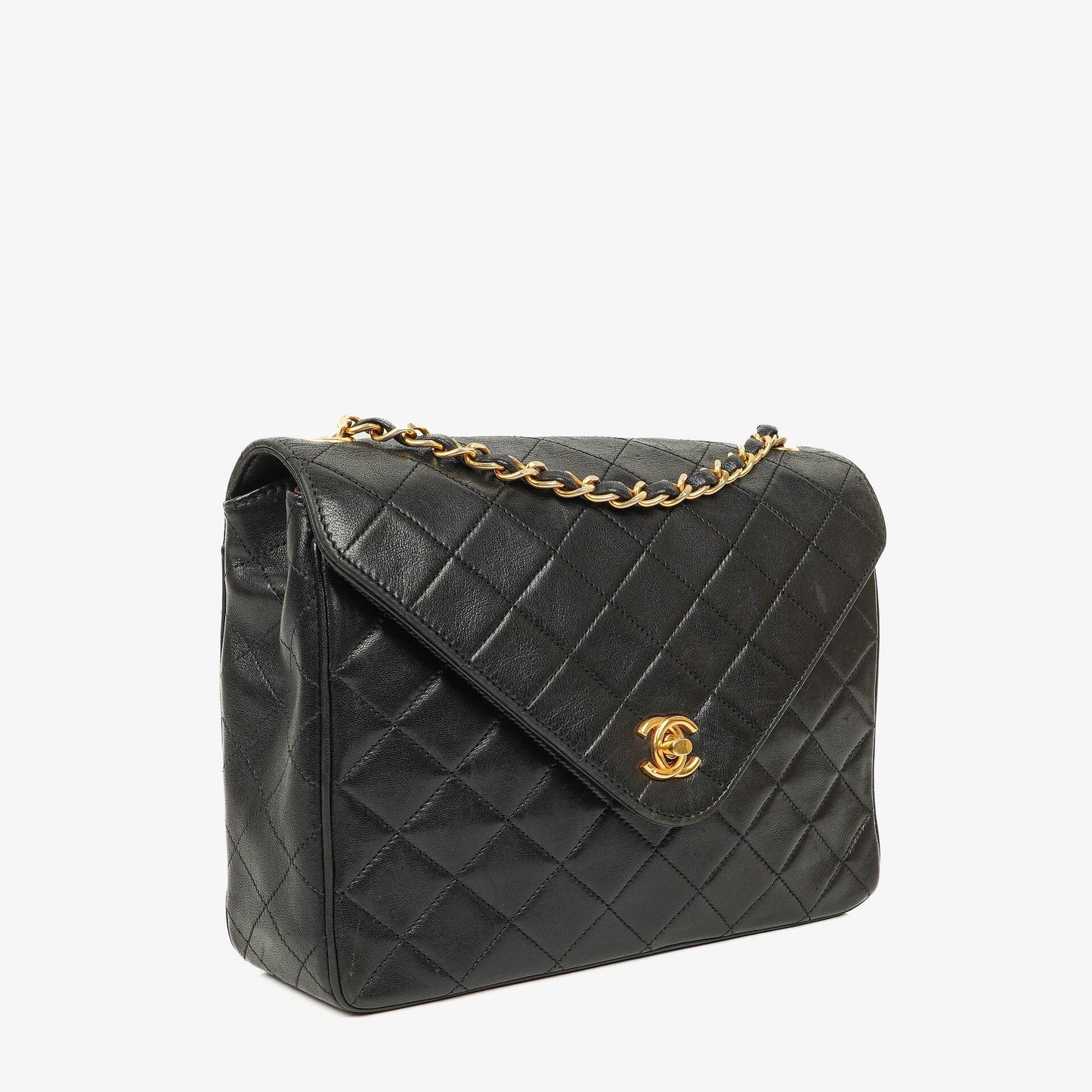 Chanel Envelope Flap Bag Black Quilted Lambskin With 24K Gold-Plated Hardware