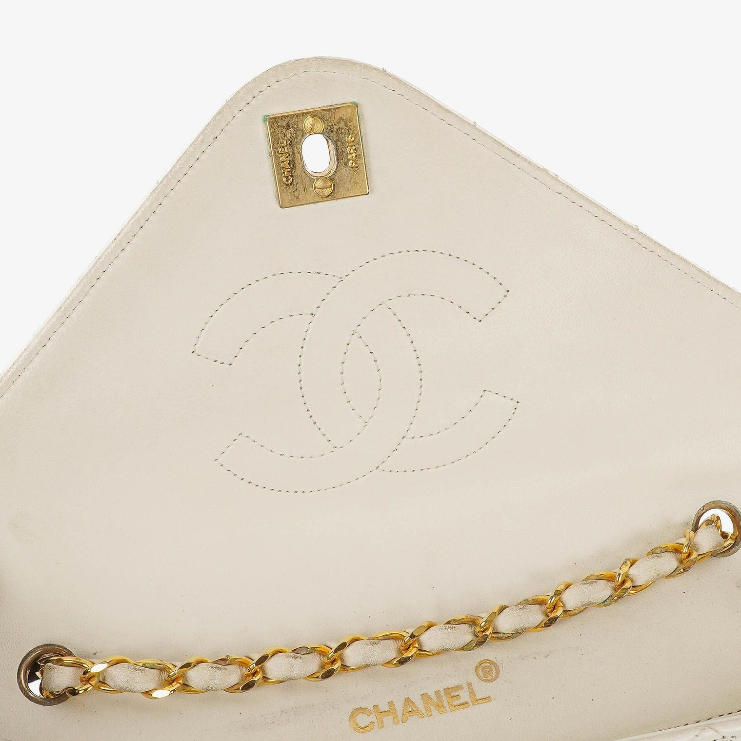 Chanel Envelope Flap Bag White Quilted Lambskin With 24K Gold-Plated Hardware