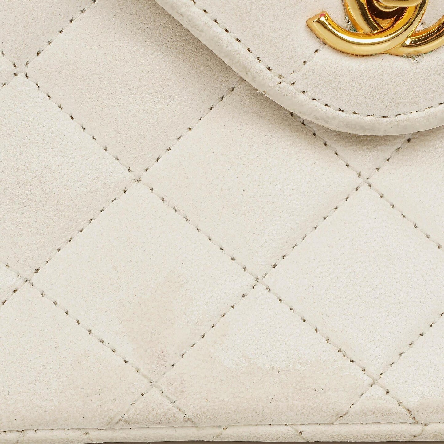 Chanel Envelope Flap Bag White Quilted Lambskin With 24K Gold-Plated Hardware