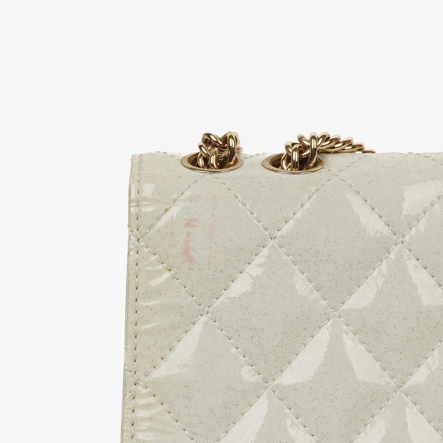 Chanel Evening Star East West White Quilted Patent Leather Flap Bag