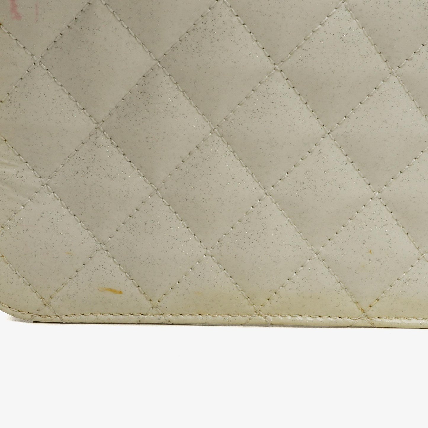 Chanel Evening Star East West White Quilted Patent Leather Flap Bag