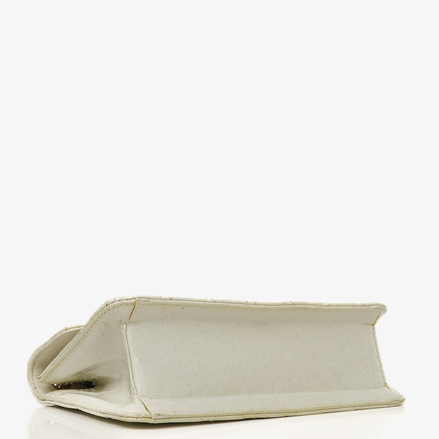 Chanel Evening Star East West White Quilted Patent Leather Flap Bag