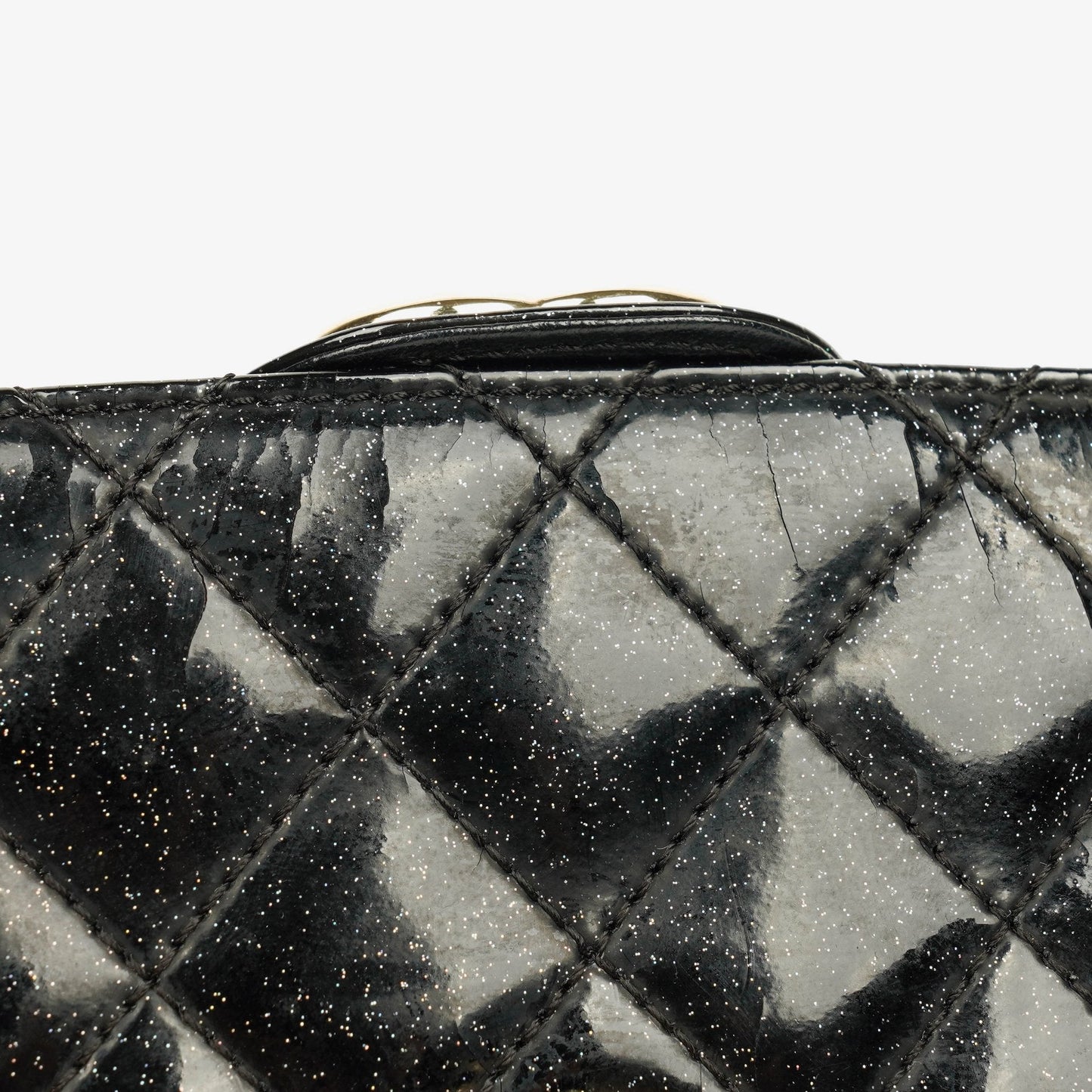 Chanel Evening Star Quilted Glitter Patent East West Flap Bag