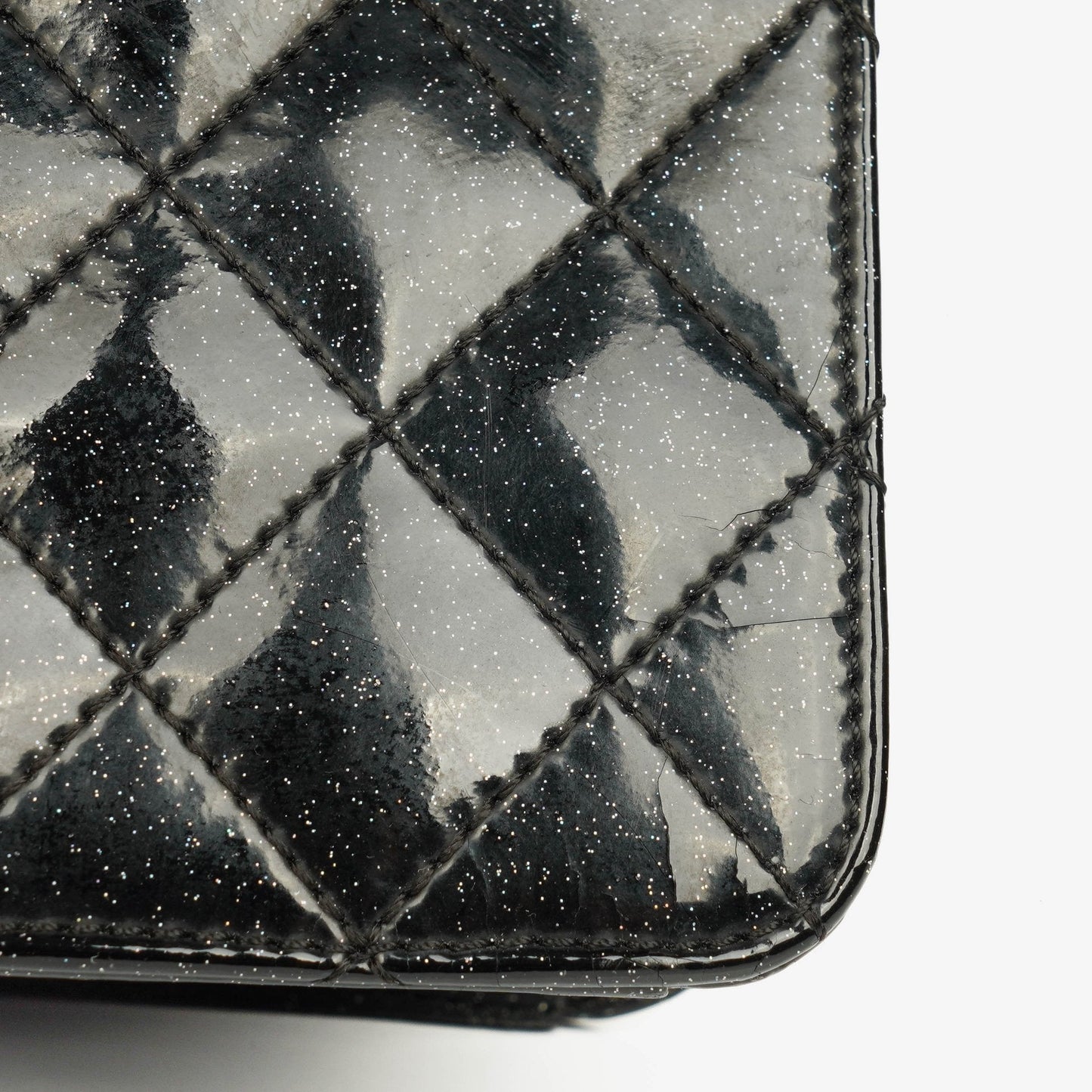 Chanel Evening Star Quilted Glitter Patent East West Flap Bag