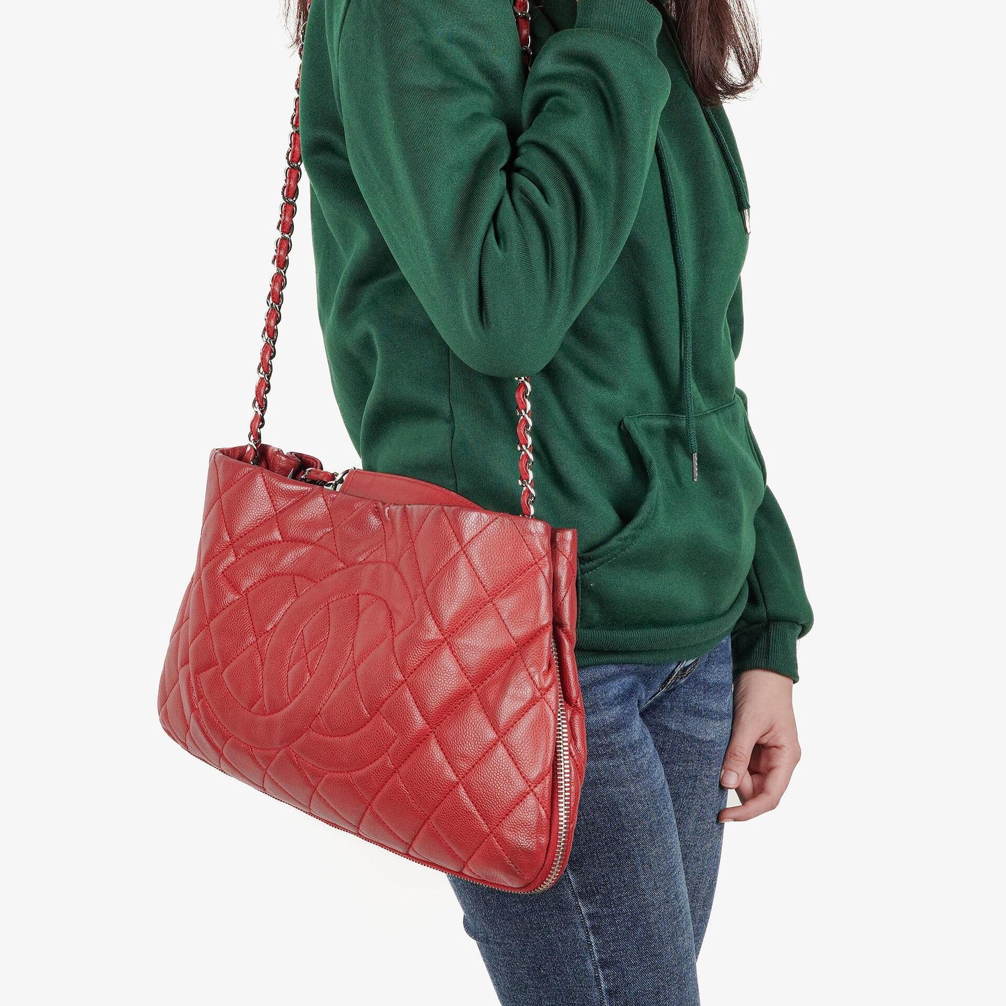 Chanel Expandable Zip Caviar Quilted Shoulder Bag
