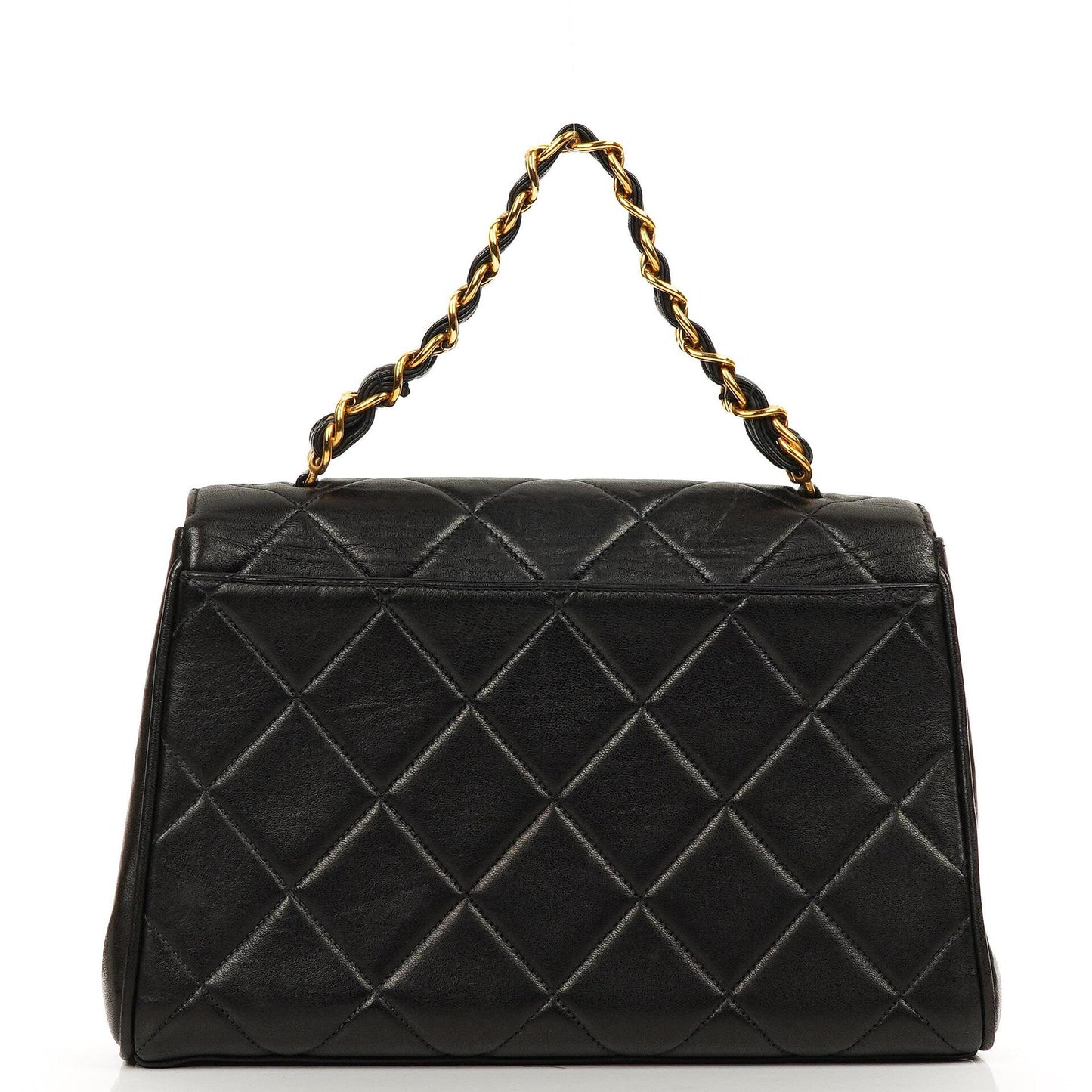 Chanel Flap Bag In Black Quilted Lambskin With Chain Top Handle And 24K Gold-Plated Hardware, 1994-1996