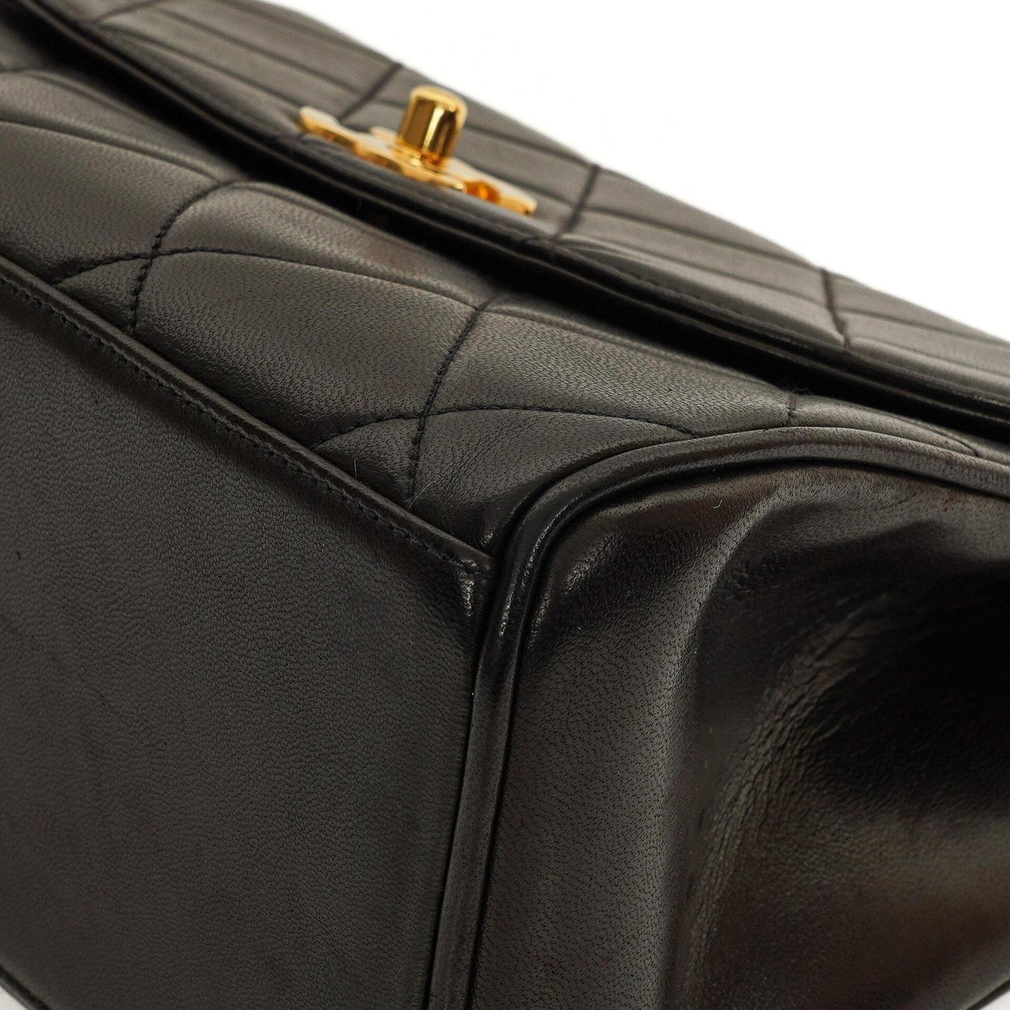 Chanel Flap Bag In Black Quilted Lambskin With Chain Top Handle And 24K Gold-Plated Hardware, 1994-1996