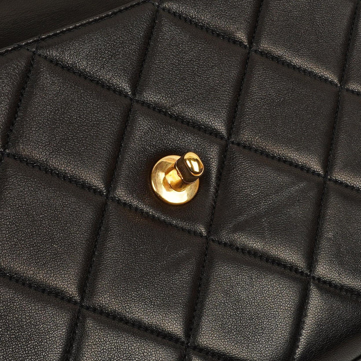 Chanel Flap Bag In Black Quilted Lambskin With Chain Top Handle And 24K Gold-Plated Hardware, 1994-1996
