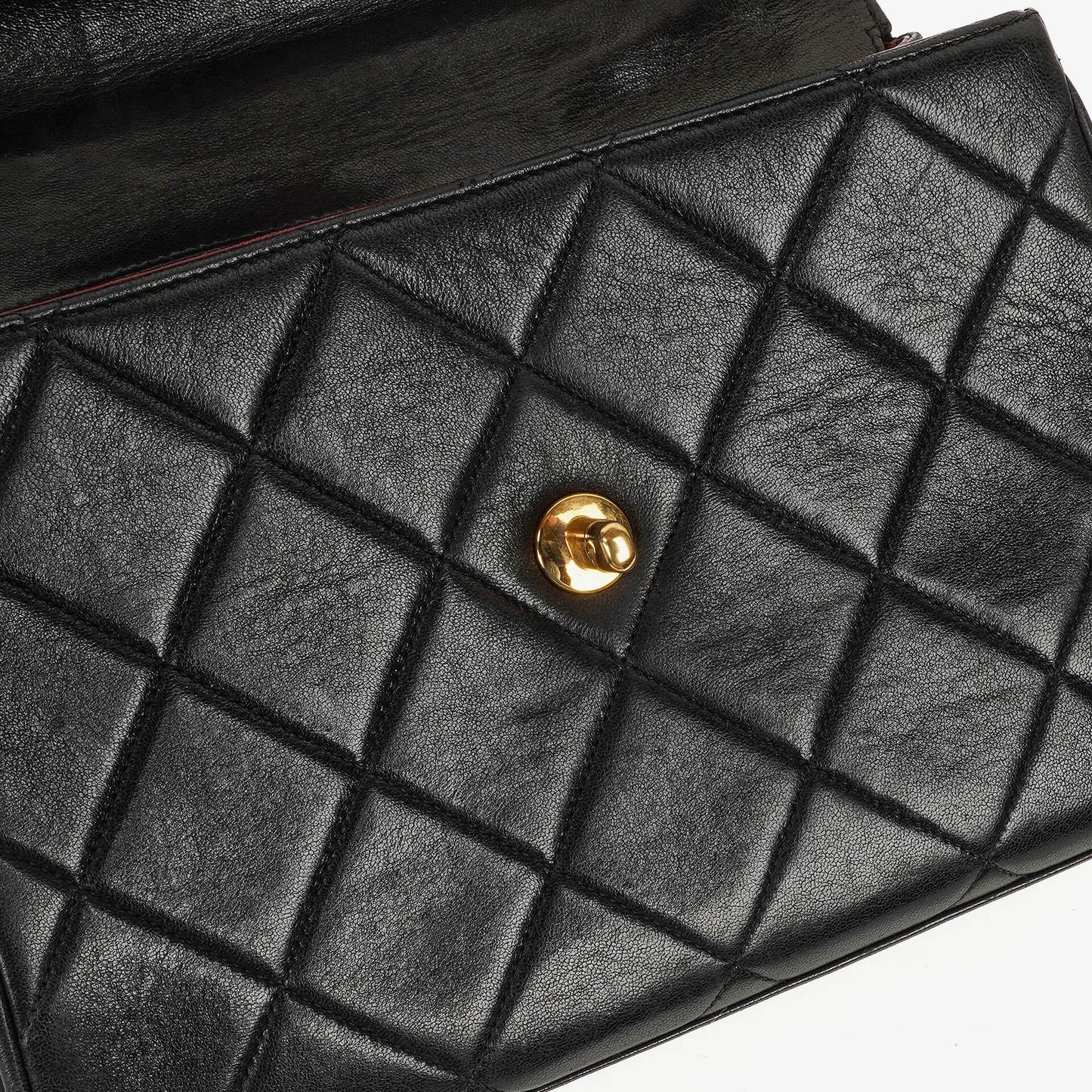 Chanel Flap Bag In Black Quilted Lambskin With Chain Top Handle And 24K Gold-Plated Hardware