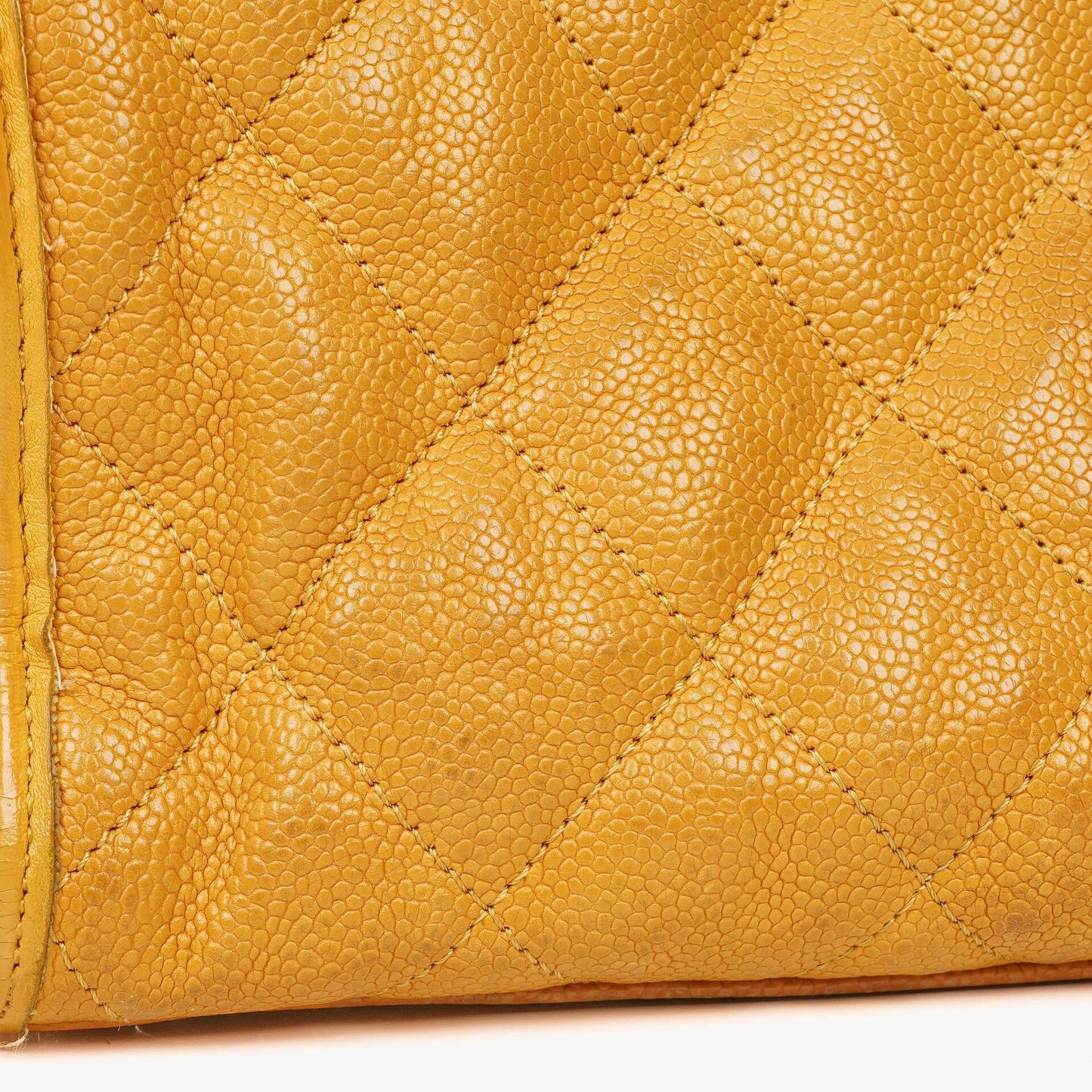 Chanel French Riviera Ocher Quilted Caviar Leather Shopping Tote Bag