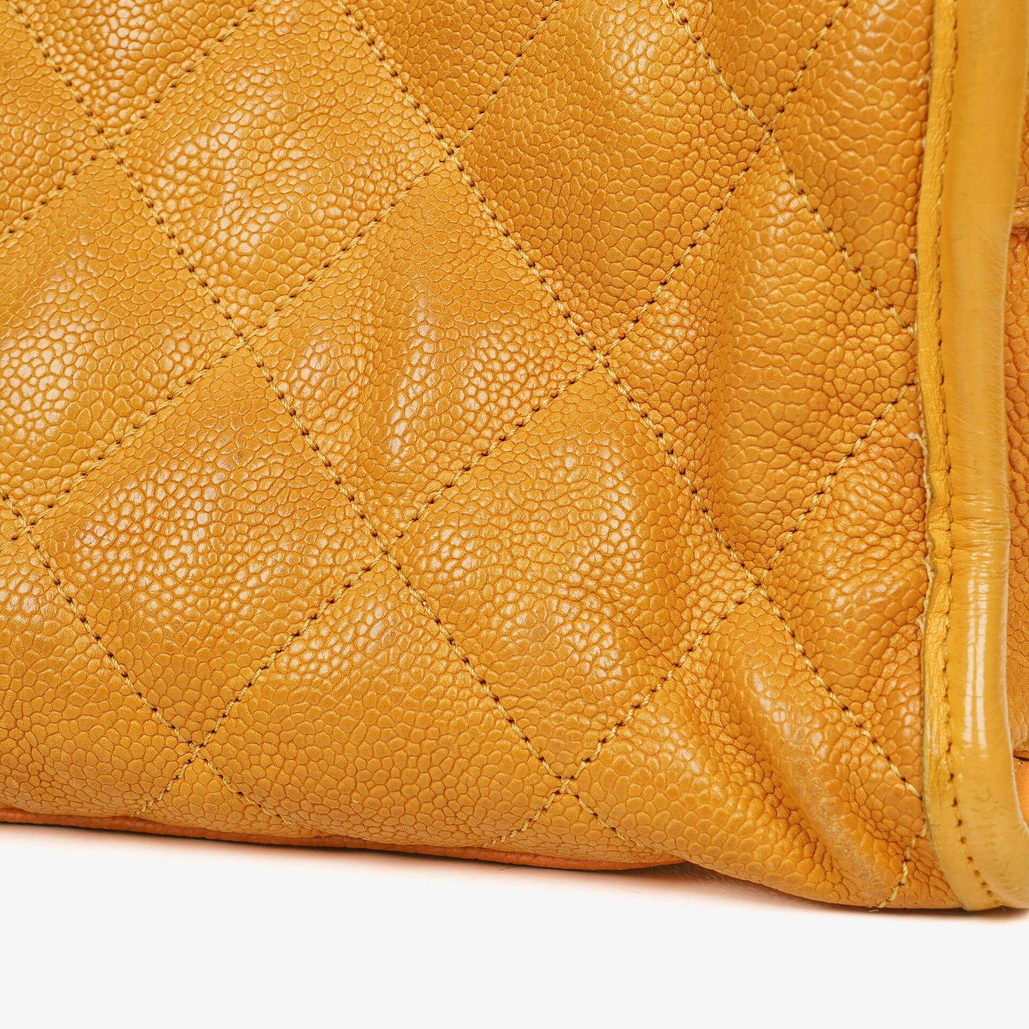 Chanel French Riviera Ocher Quilted Caviar Leather Shopping Tote Bag