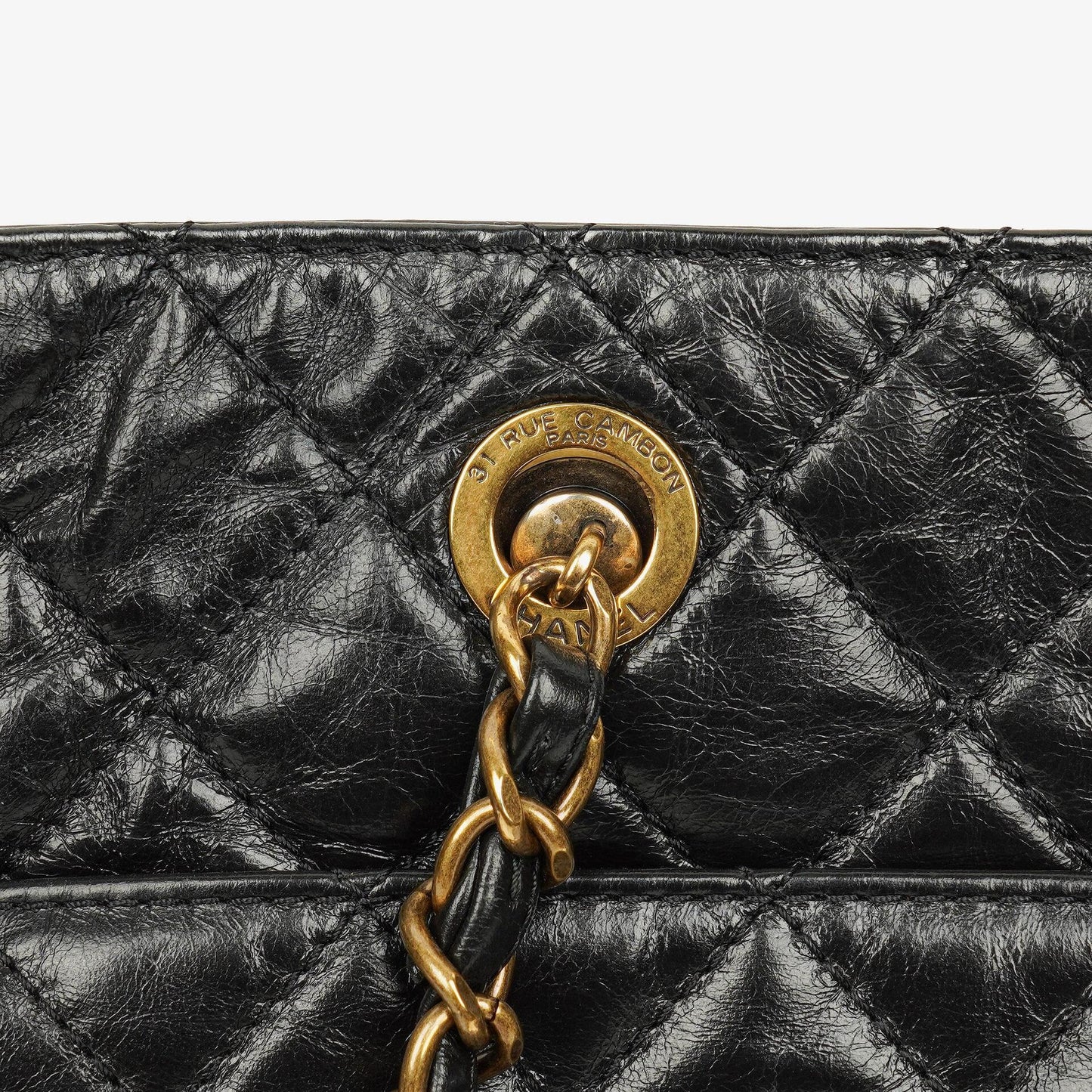 Chanel Front Pocket Large Tote Bag Glazed Quilted Calfskin Gold-Tone Hardware 2014/2015