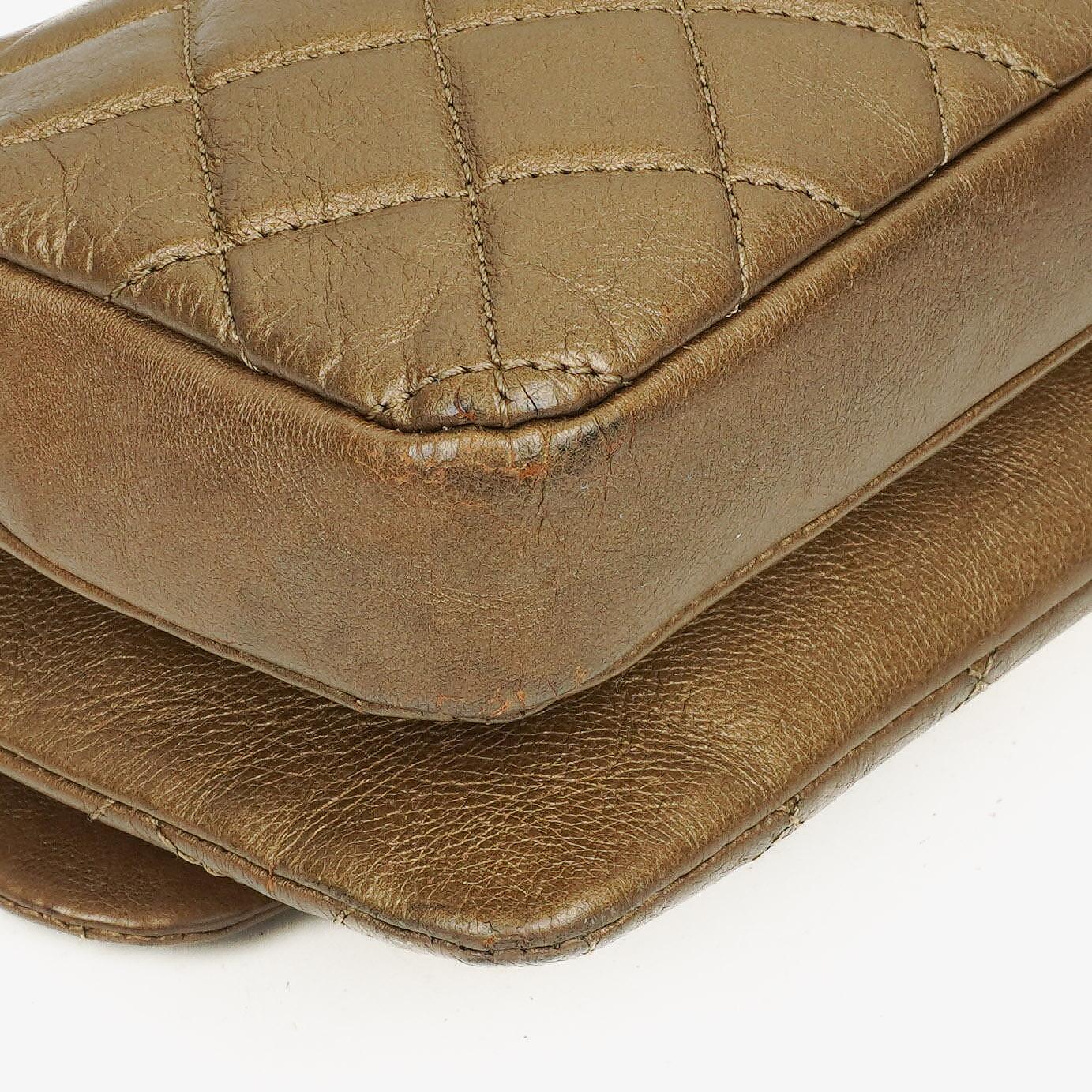 Chanel Gold Calfskin Medium Crown Single Flap Bag