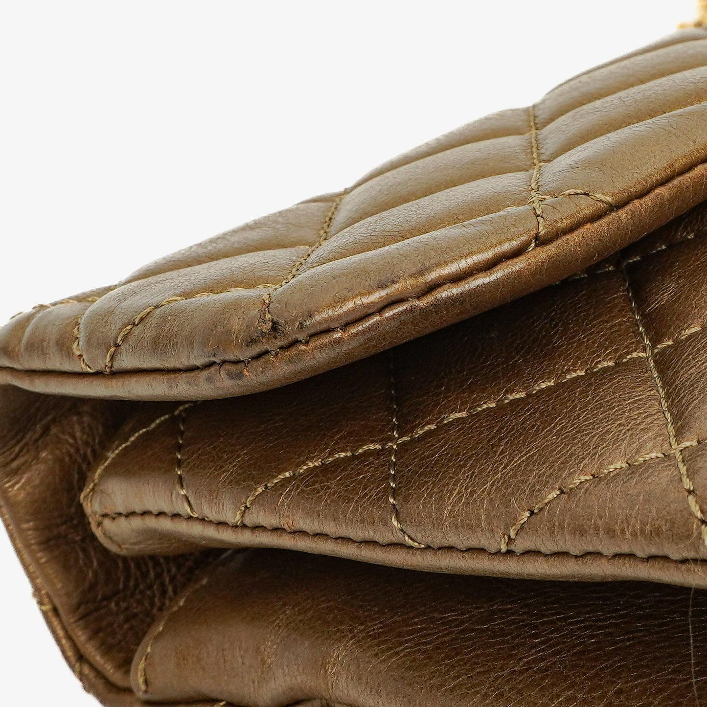 Chanel Gold Calfskin Medium Crown Single Flap Bag