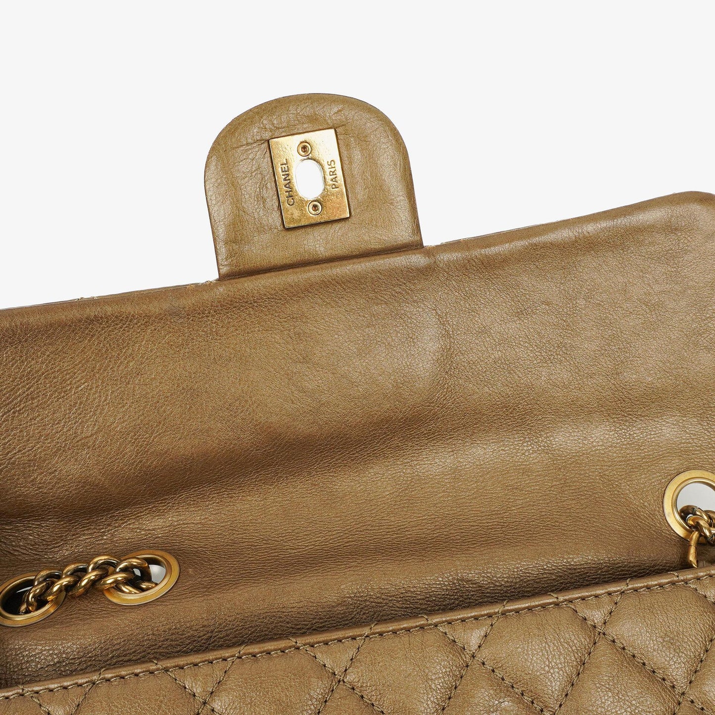 Chanel Gold Calfskin Medium Crown Single Flap Bag
