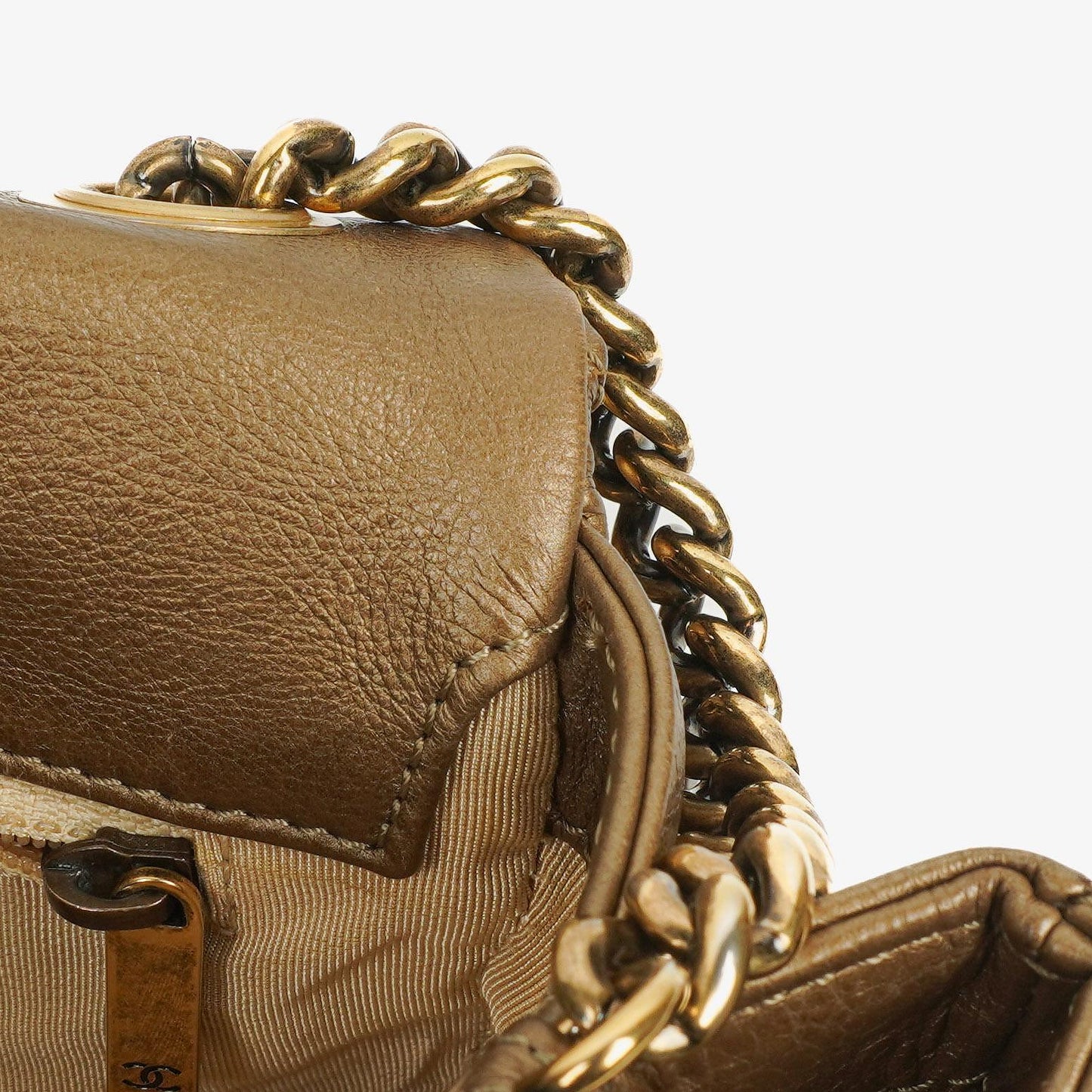 Chanel Gold Calfskin Medium Crown Single Flap Bag