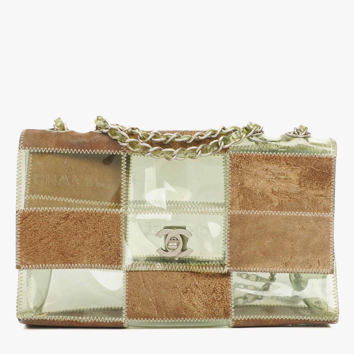 Chanel Green/Brown PVC and Leather Naked Patchwork Flap Bag