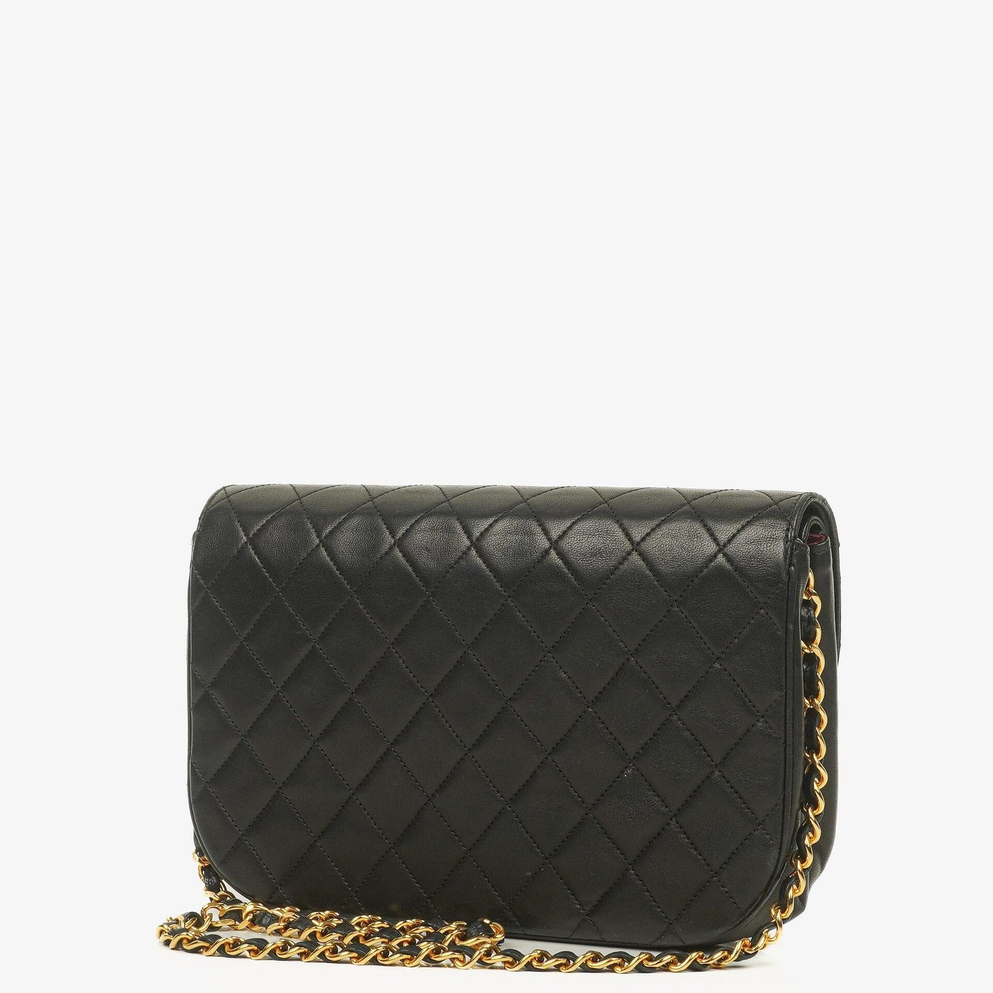 Chanel Half-Moon Double Flap Bag Black Quilted Lambskin 24K Gold-Plated Hardware