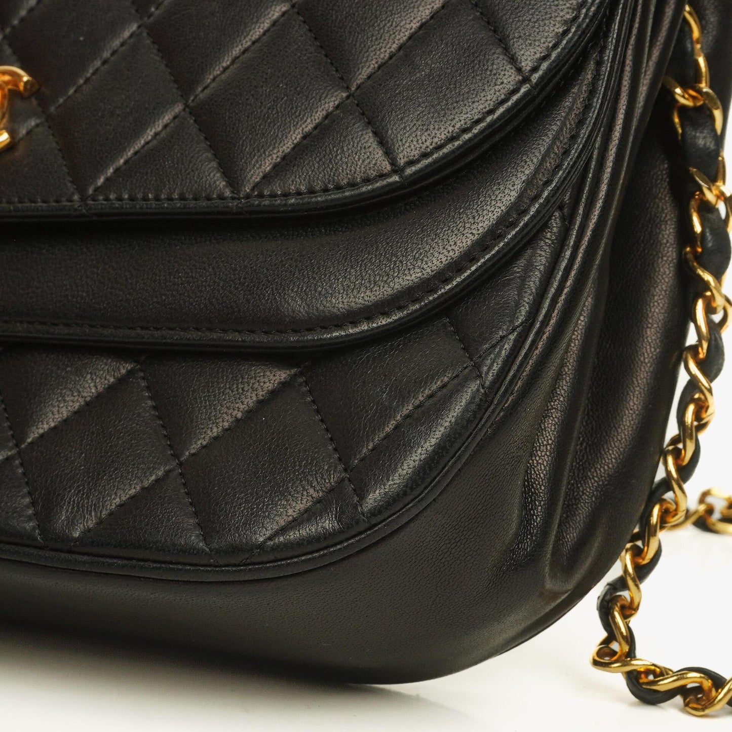 Chanel Half-Moon Double Flap Bag Black Quilted Lambskin 24K Gold-Plated Hardware