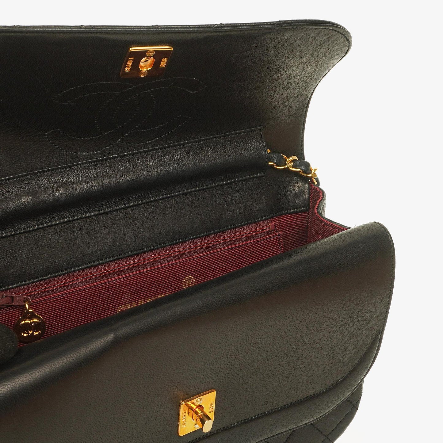 Chanel Half-Moon Double Flap Bag Black Quilted Lambskin 24K Gold-Plated Hardware