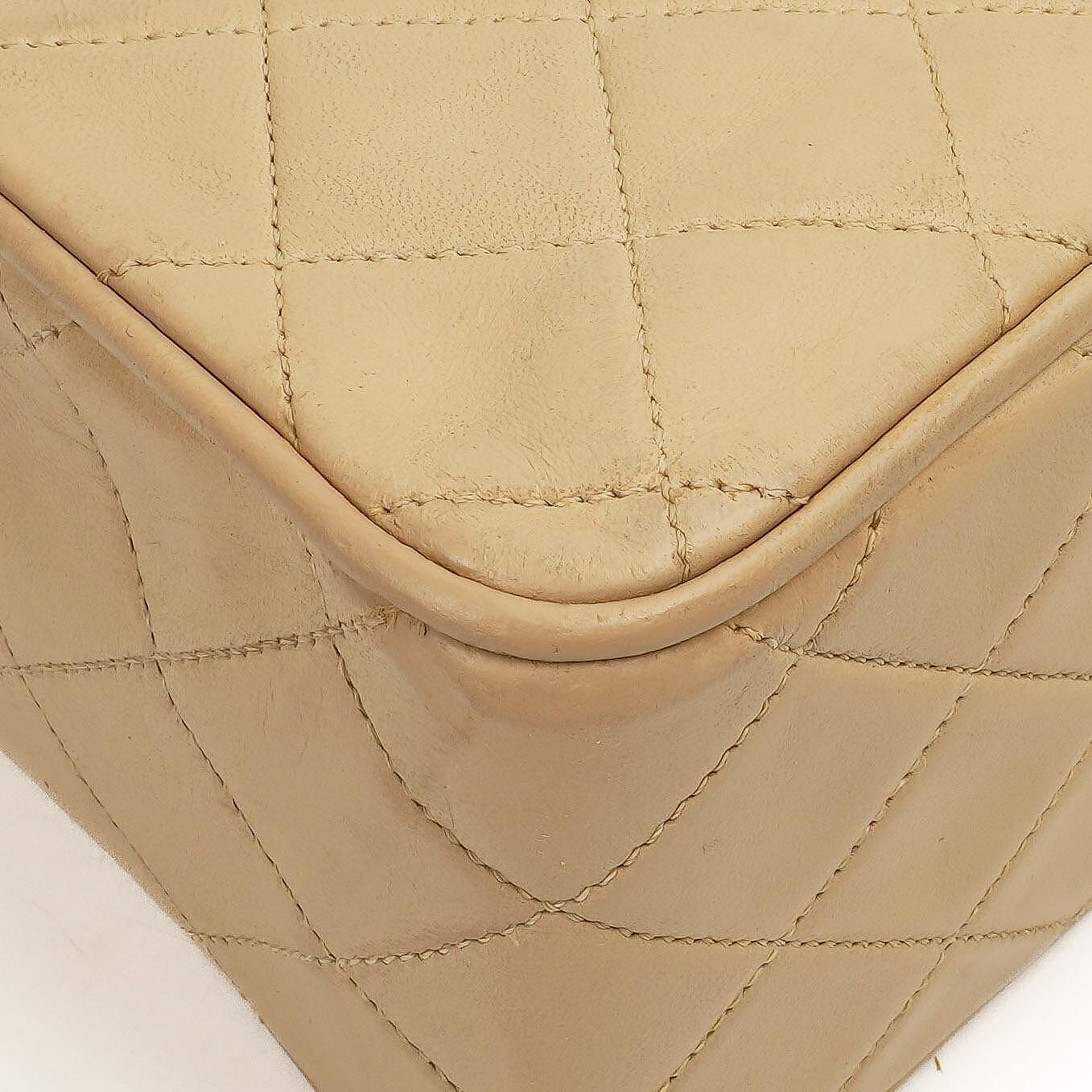 Chanel Half Moon Flap Bag Beige Quilted Lambskin 24K Gold-Hardware