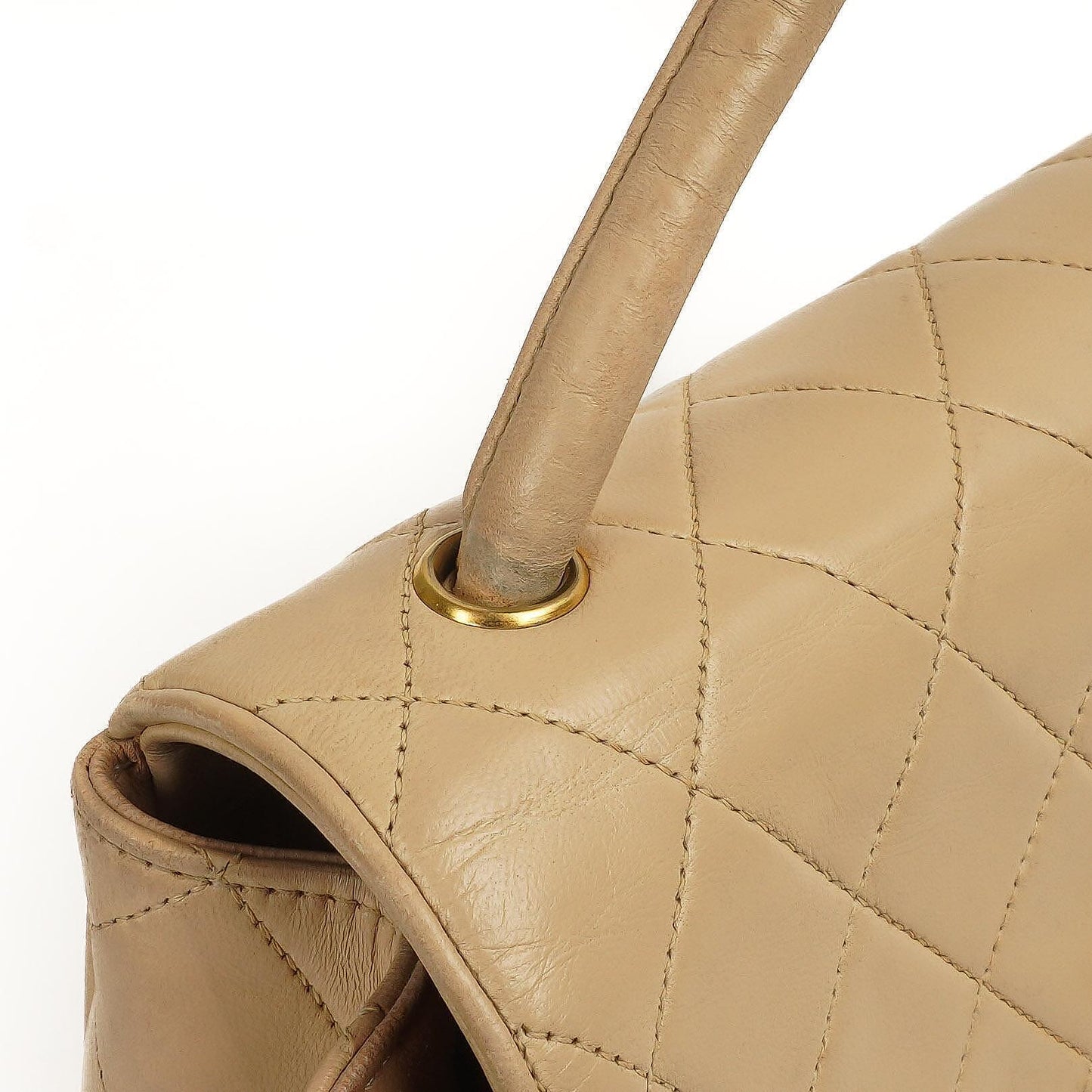 Chanel Half Moon Flap Bag Beige Quilted Lambskin 24K Gold-Hardware