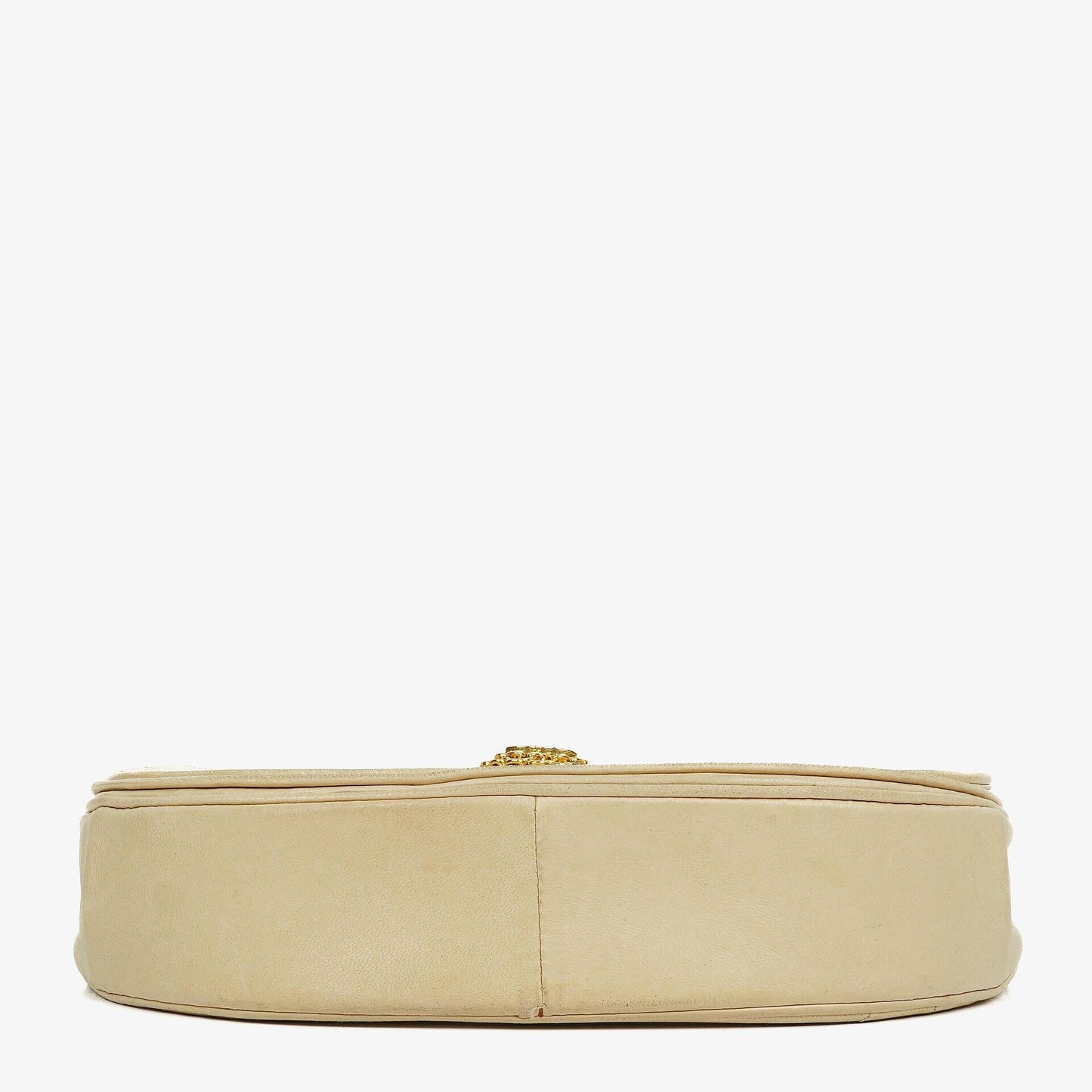 Chanel Half-Moon Flap Bag In Beige Quilted Lambskin