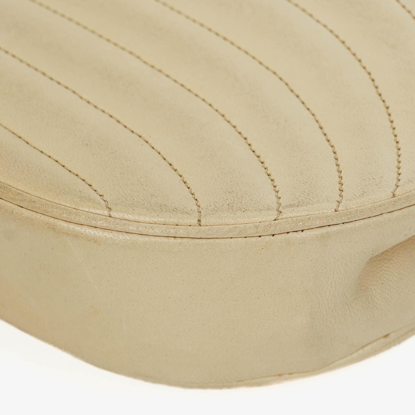 Chanel Half-Moon Flap Bag In Beige Quilted Lambskin