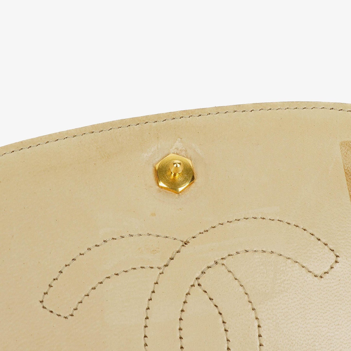 Chanel Half-Moon Flap Bag In Beige Quilted Lambskin