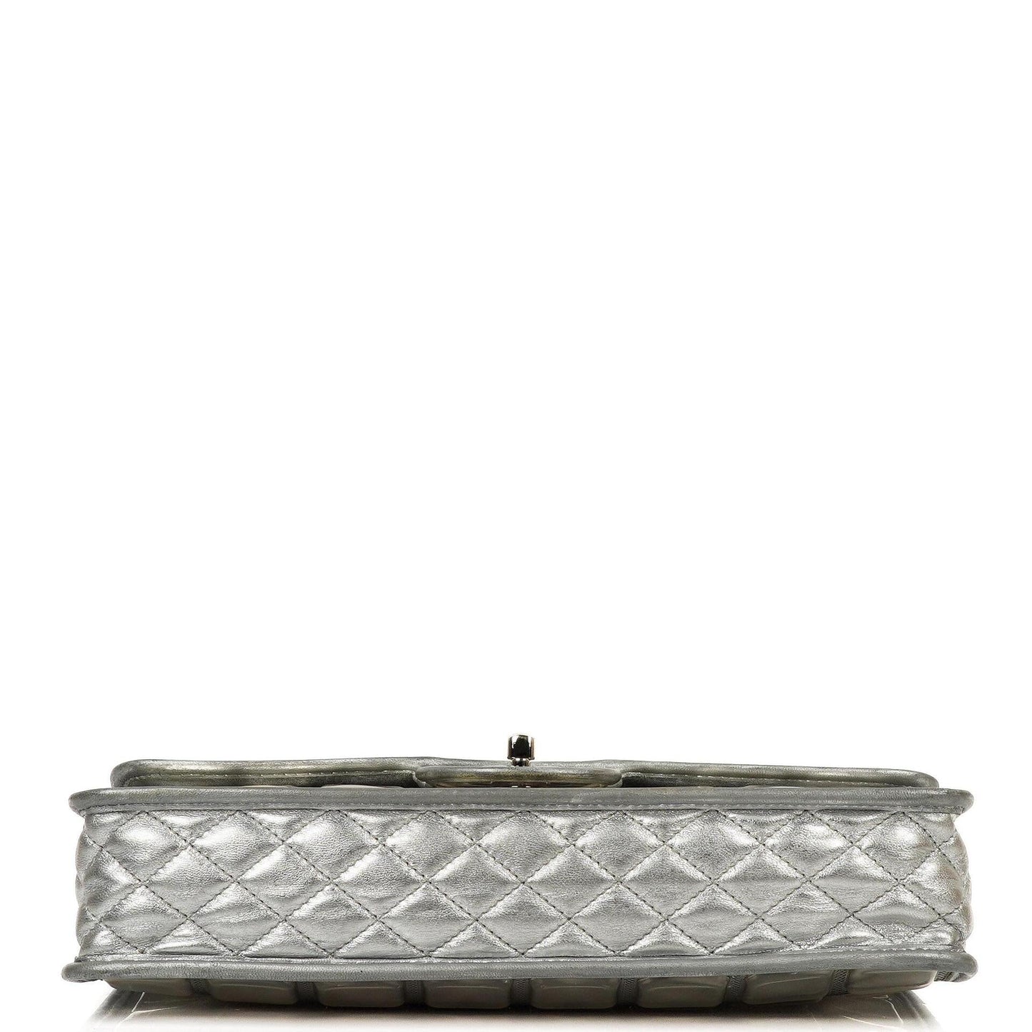 Chanel Large Ice Cube Flap Bag Mirrored Vinyl And Silver Metallic Leather With Silver-Tone Hardware