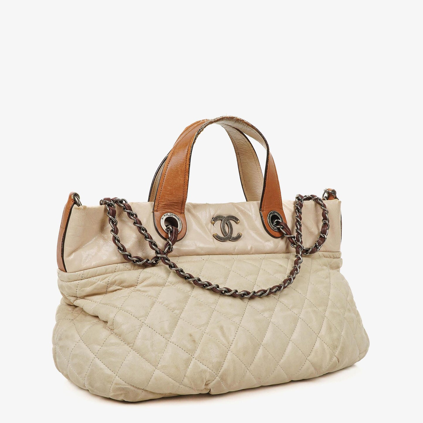 Chanel In The Mix Leather Large Tote Beige