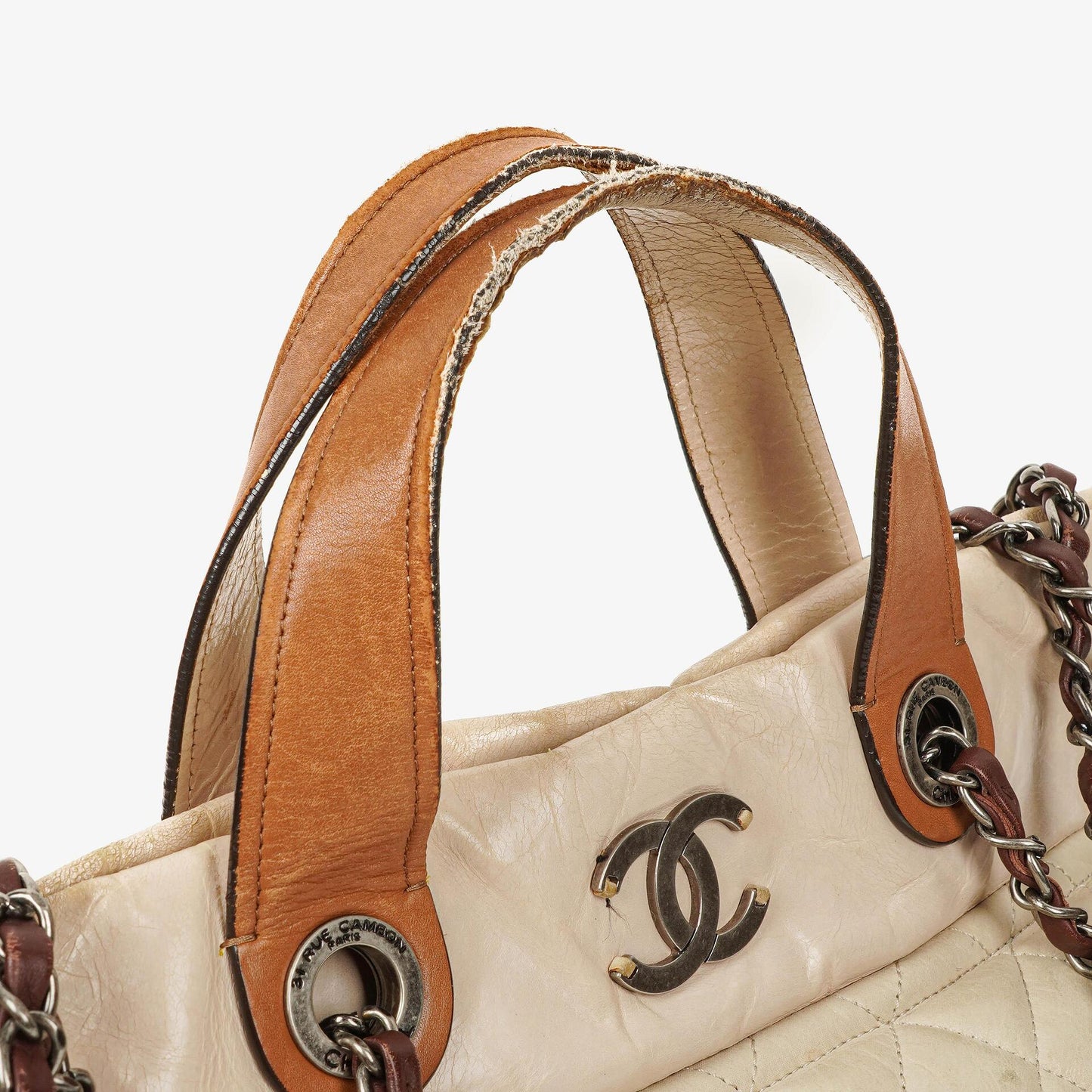 Chanel In The Mix Leather Large Tote Beige